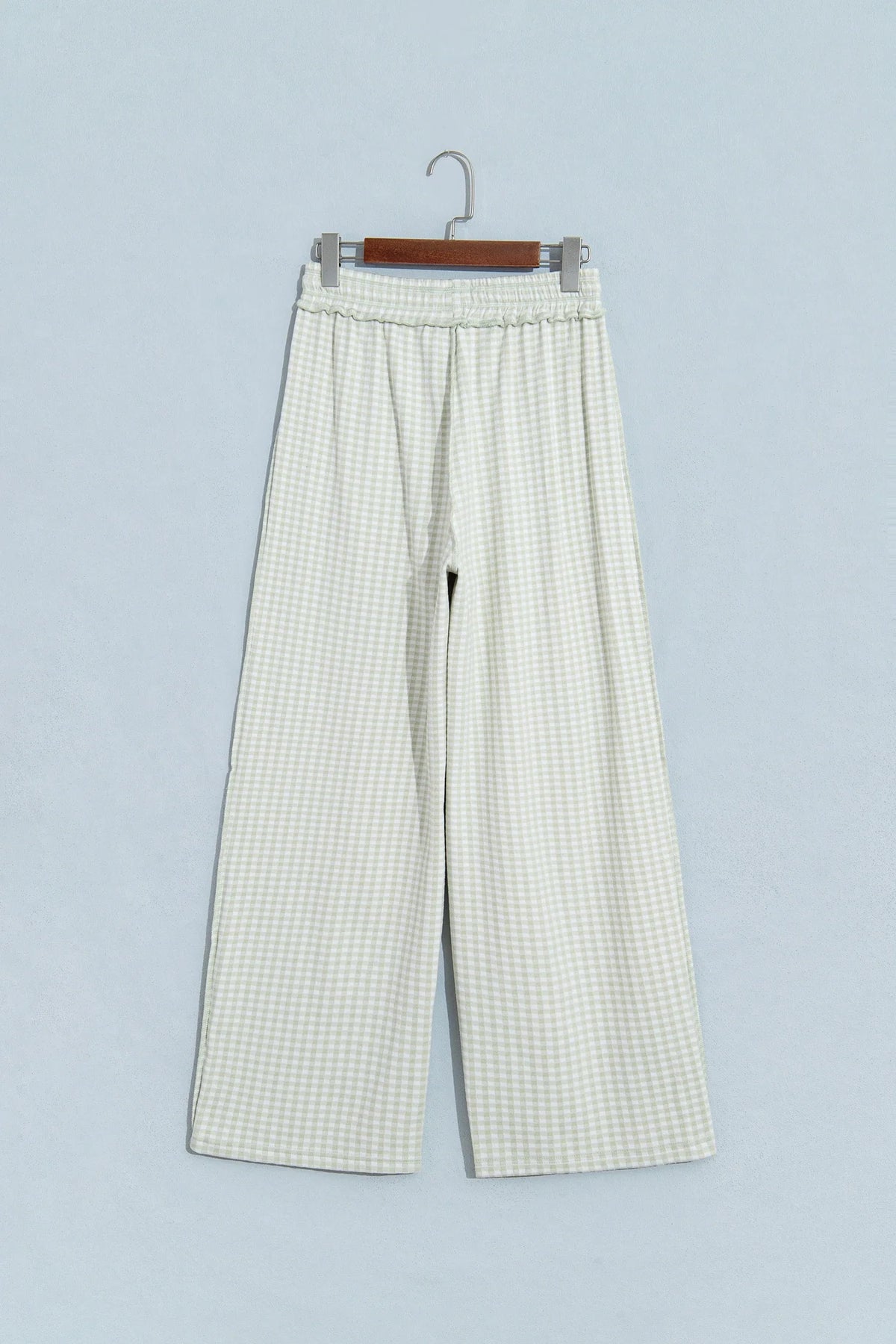Plus Size Gingham Exposed Seam Drawstring Elastic Waist Pants