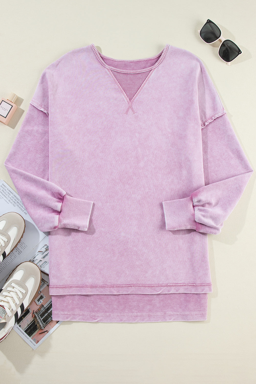 Mineral Wash Drop Shoulder Pullover Sweatshirt