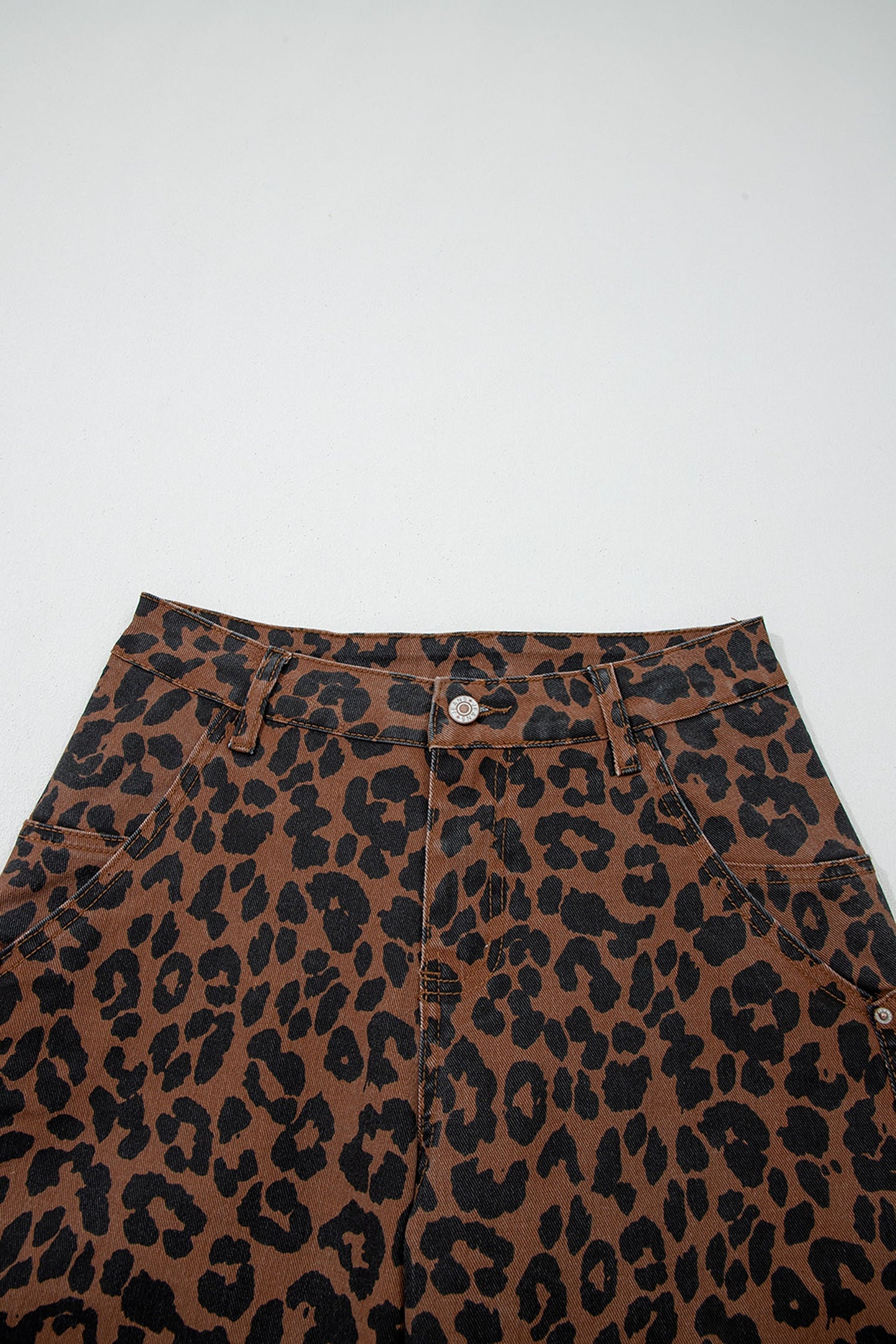 Leopard Clear Seam Detail Patchwork Jeans