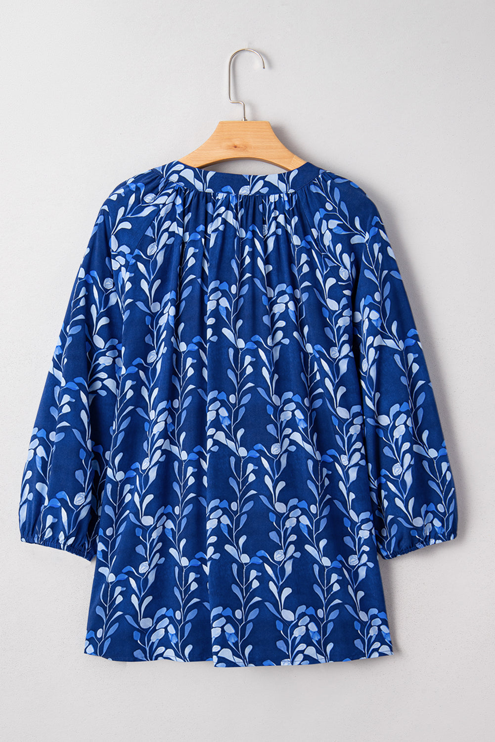 Floral 3/4 Sleeve Notched Neck Blouse