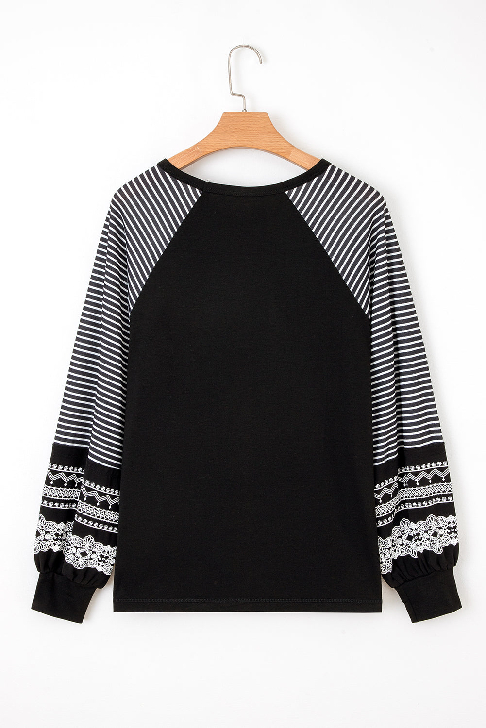 Stripe Patchwork Raglan Long Sleeve Top