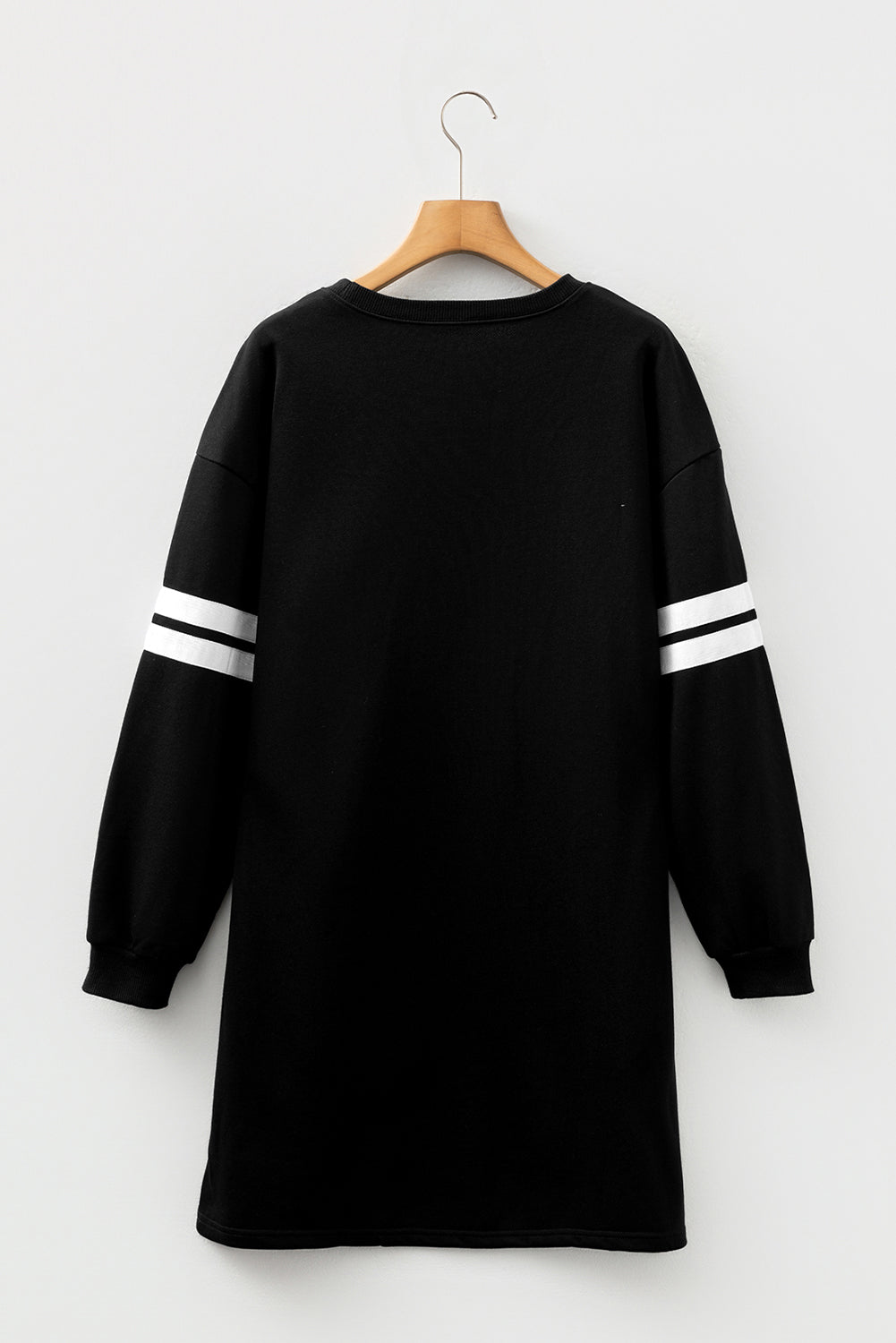Varsity Stripe Banded Sleeve Sweatshirt Dress