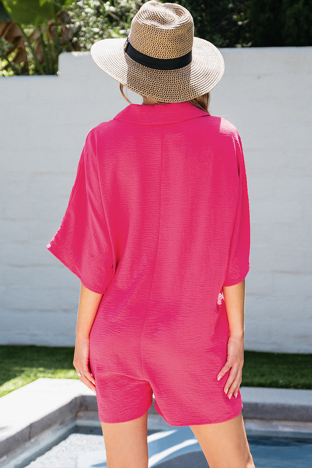 Half Button Collar Loose Romper