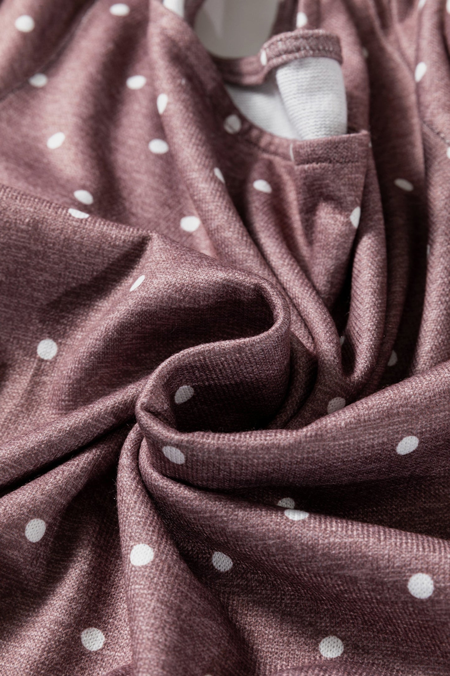 Polka Dot Boat Neck Long Sleeve Ruched T-Shirt