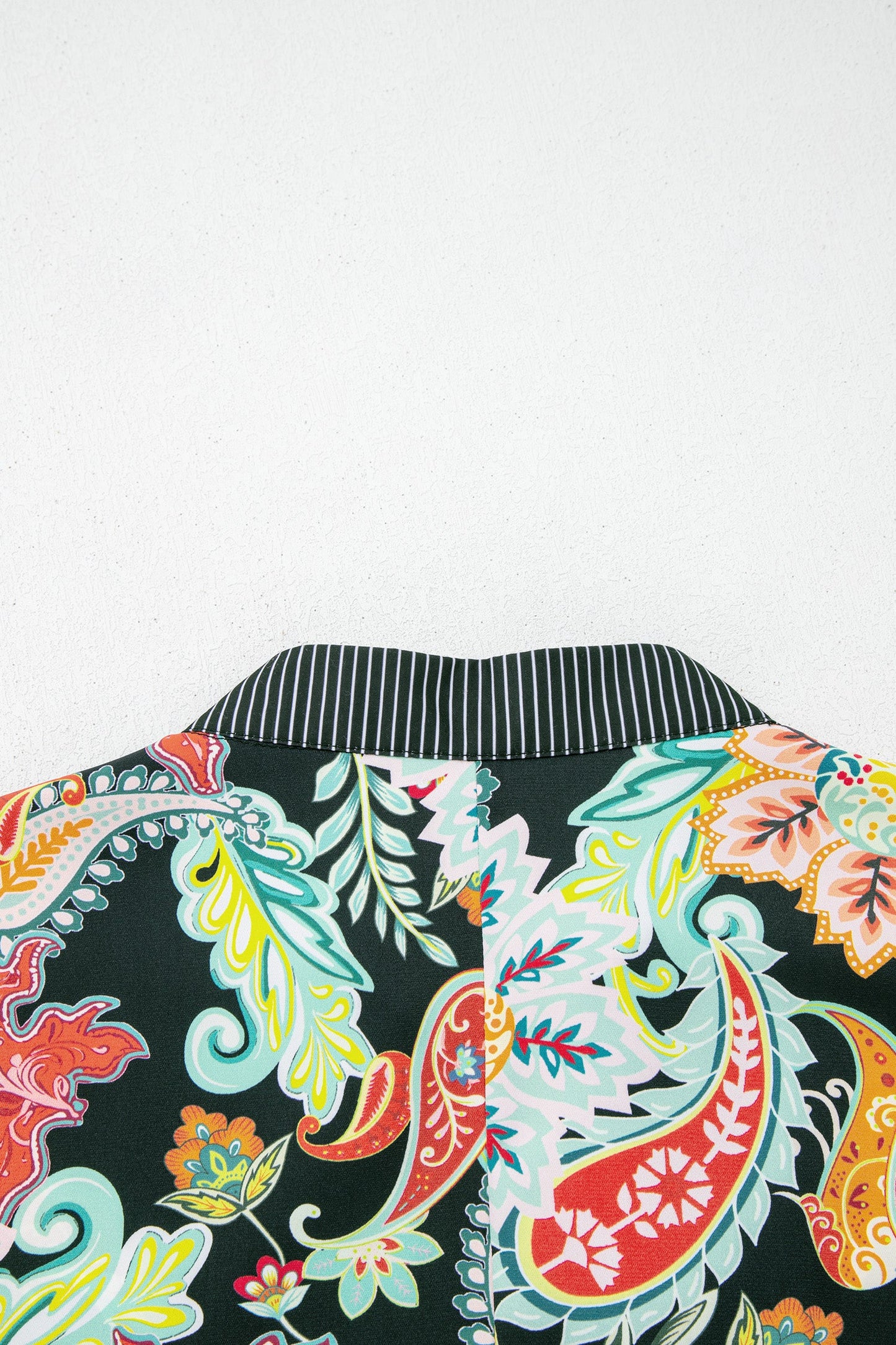 Floral Stripe Patchwork Ricrac Trim Blouse