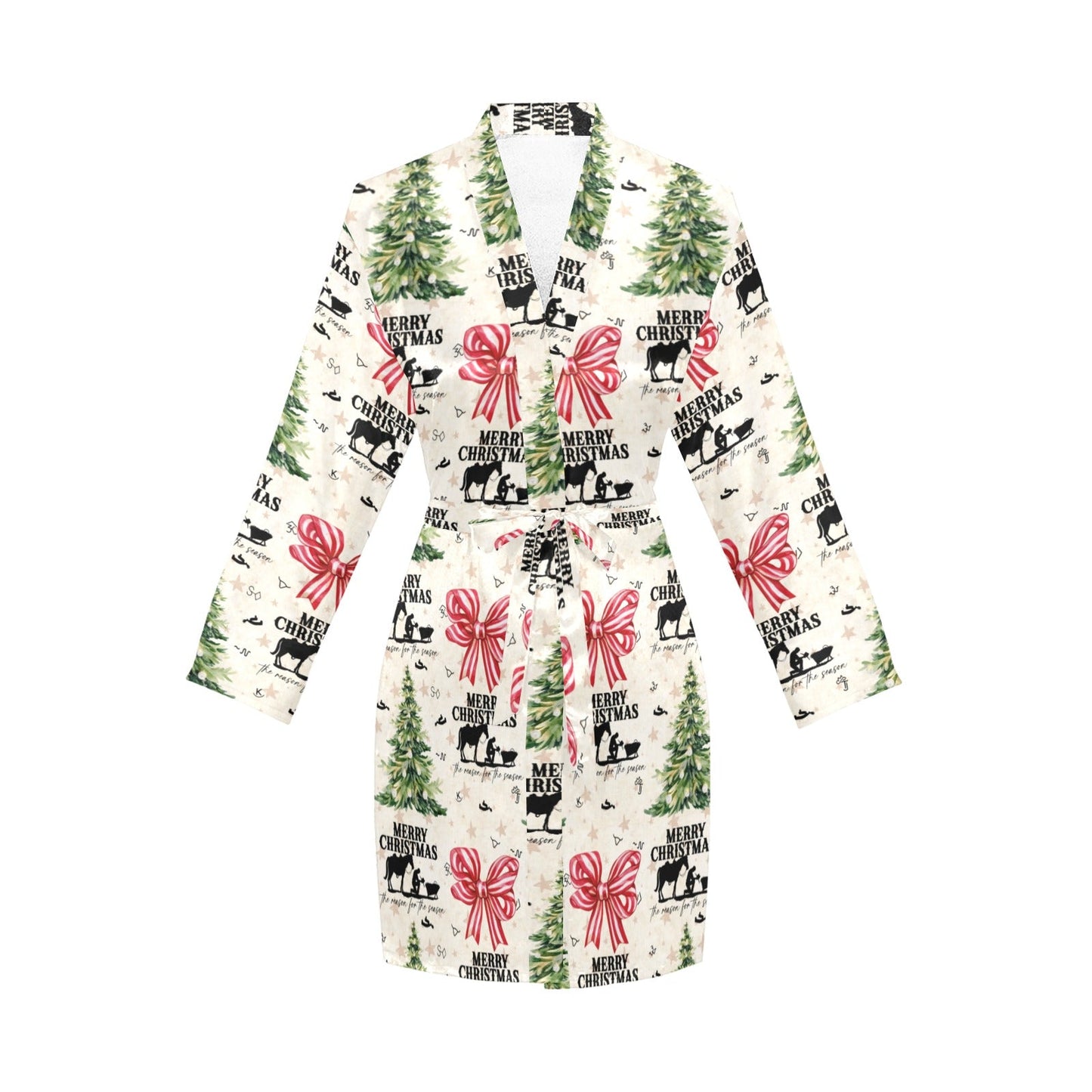 Praying Cowboy Christmas Western Cowgirl Satin Robe