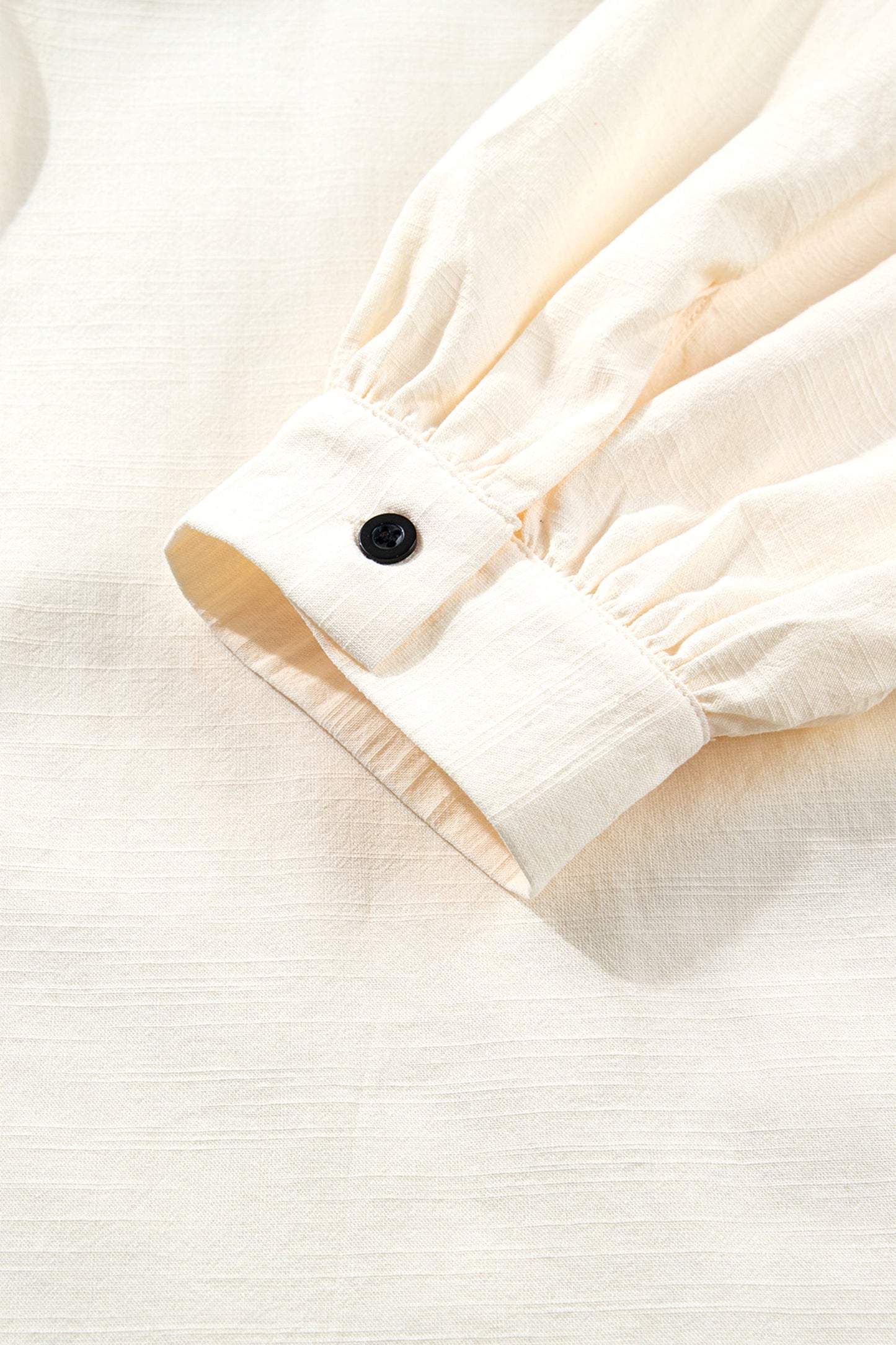 Contrast Trim Buttoned Long Puff Sleeve Shirt