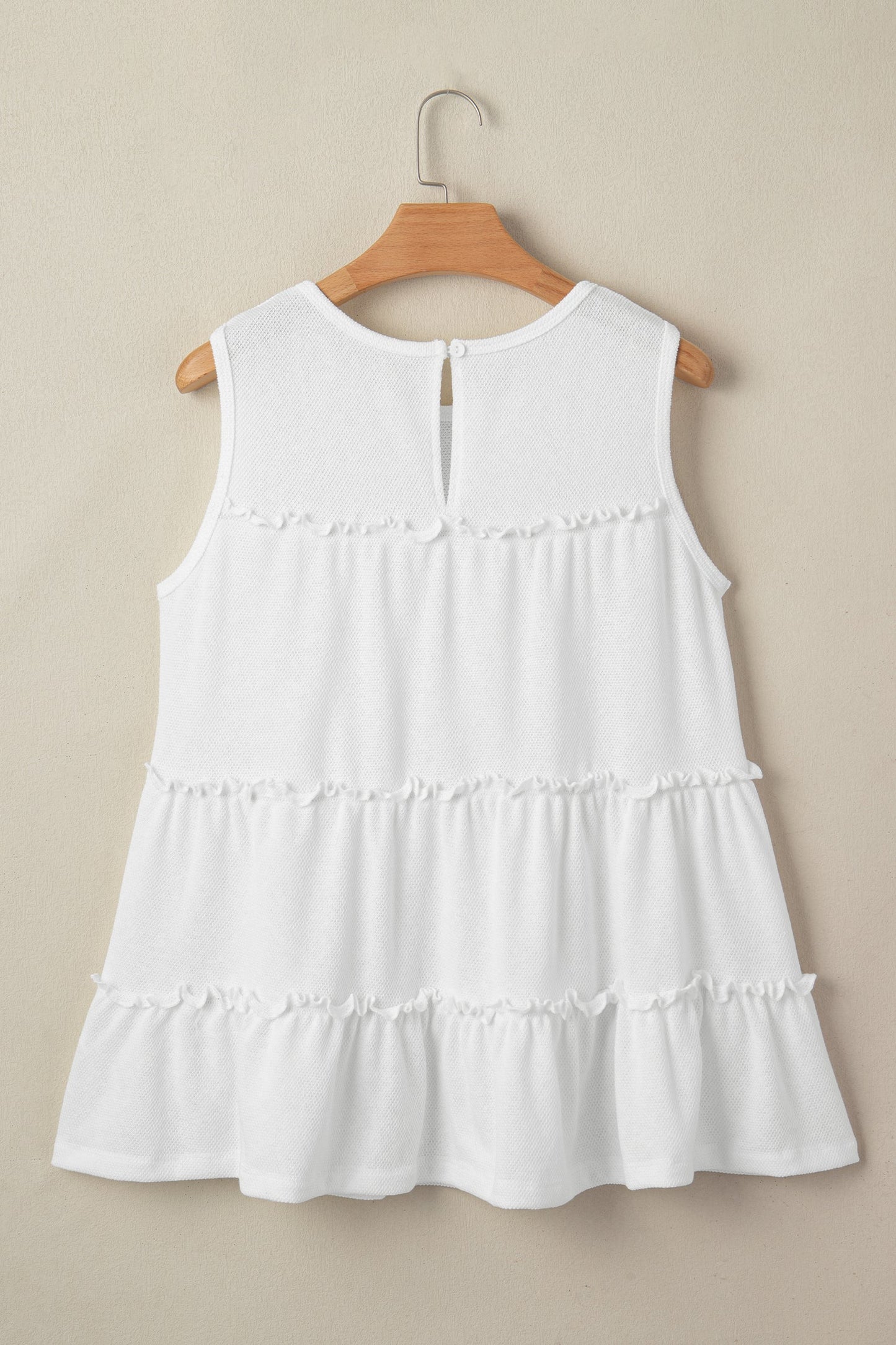 Solid Frilled Ruffle Tiered Tank Top