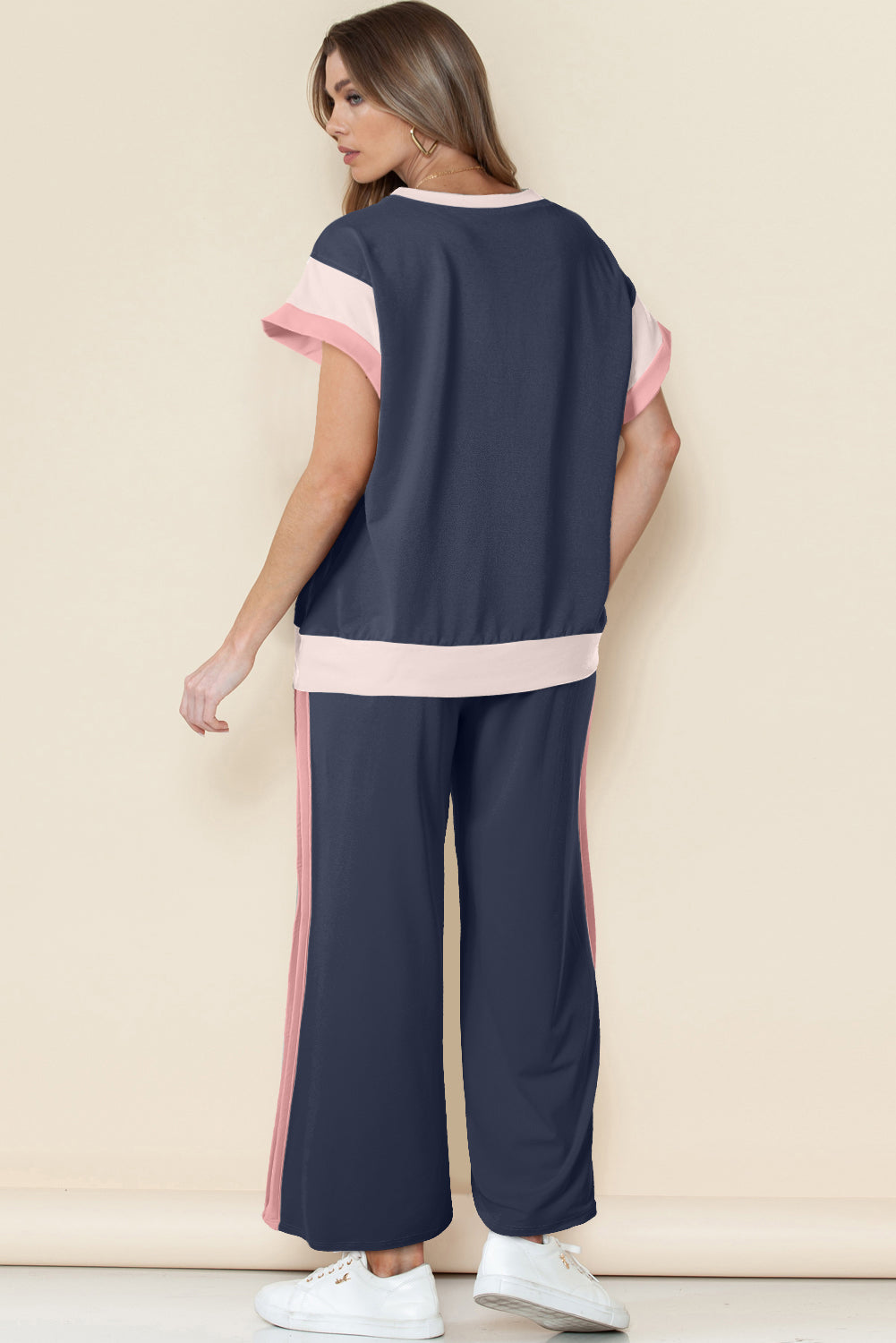 Colorblock Cap Sleeve Tee and Pants Set