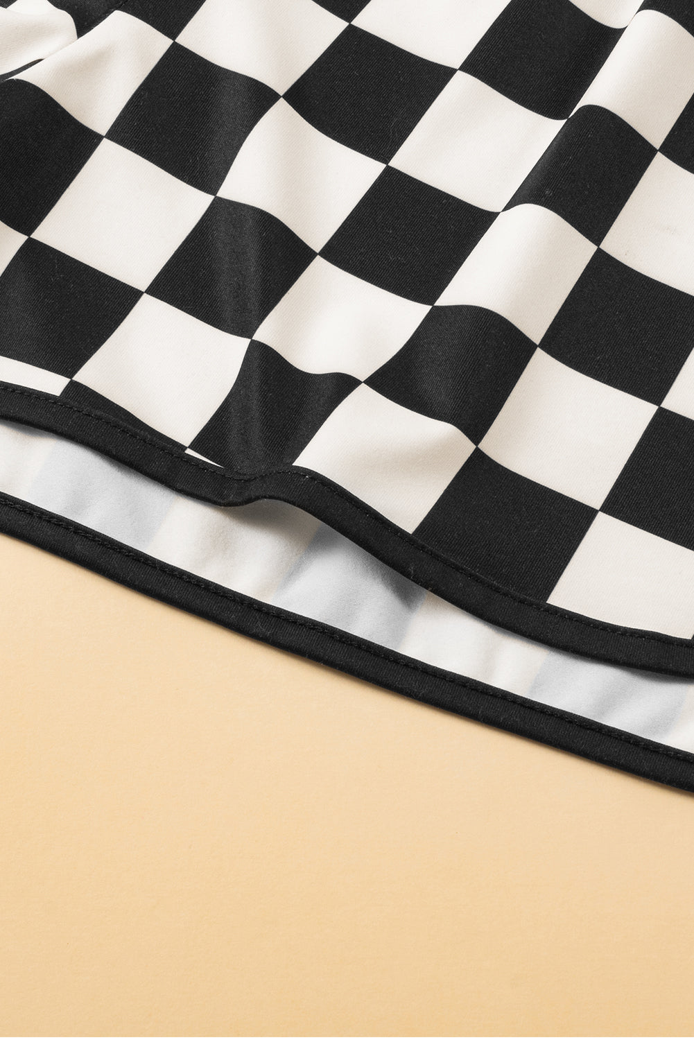 Checker Drawstring Elastic Waist Shorts