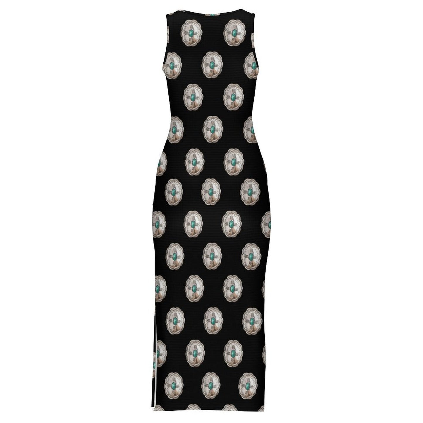 Silver Concho Slit Maxi Dress