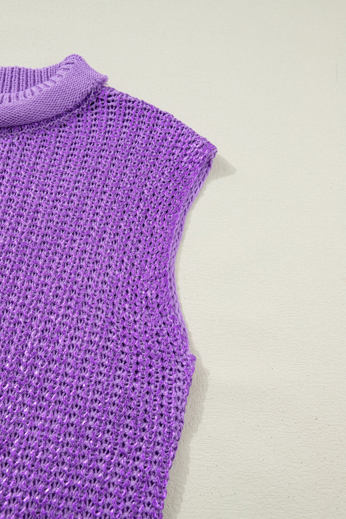 Solid Mock Neck Short Sleeve Knit Sweater