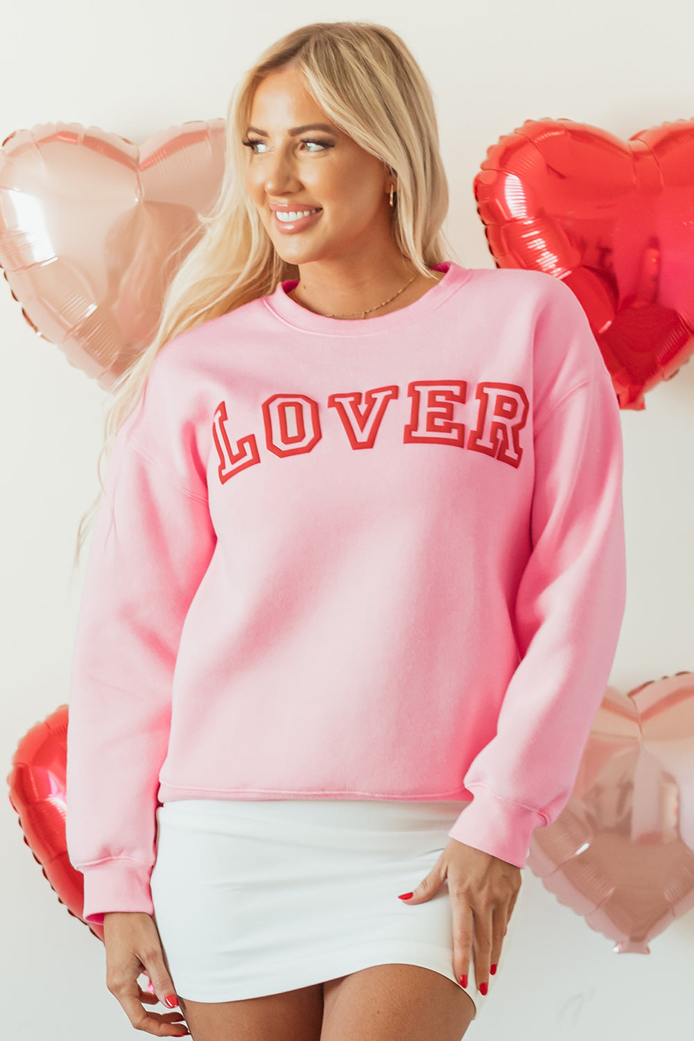 Valentines LOVER Drop Shoulder Pullover Sweatshirt