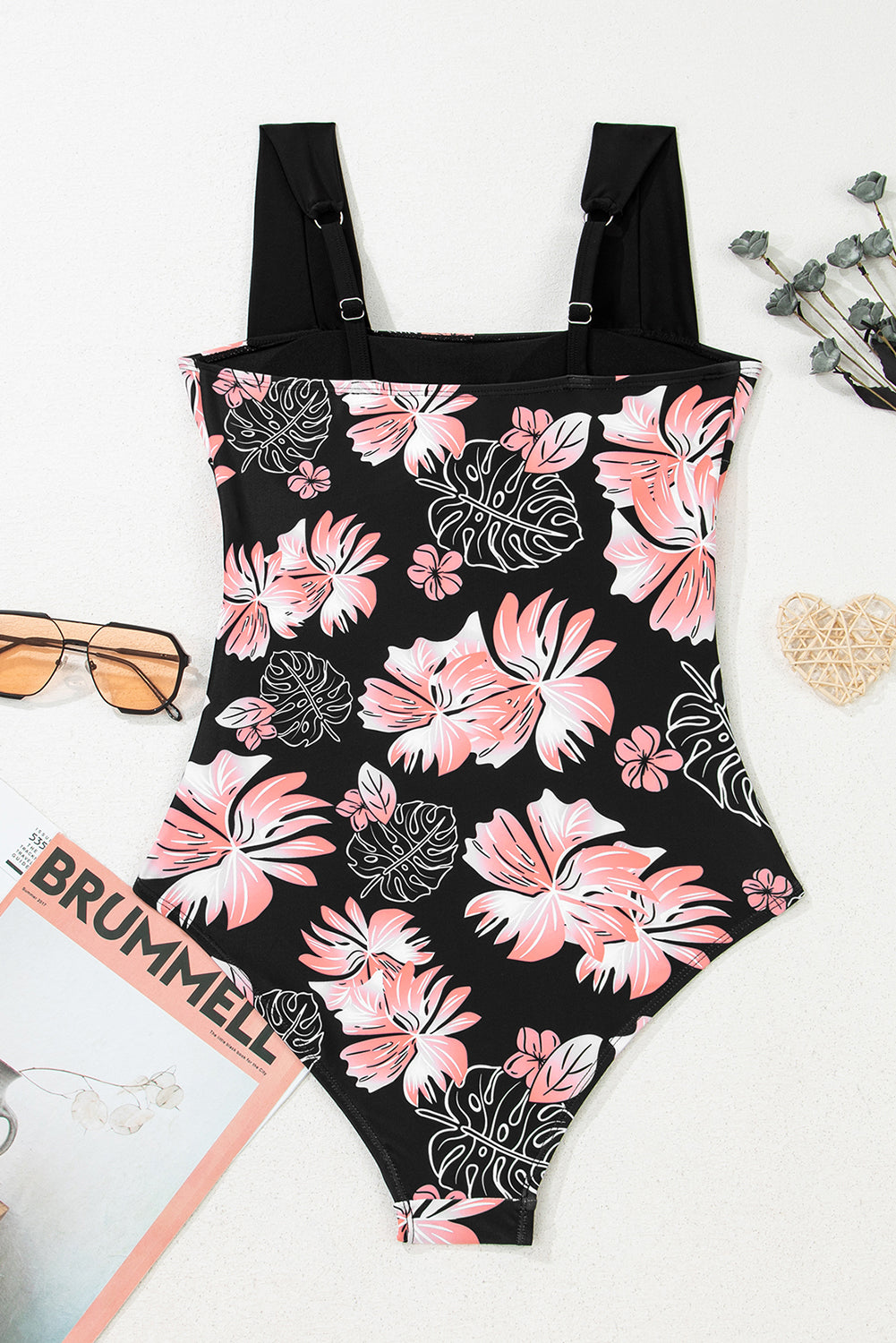 Square Neck Ruched One-Piece Swimsuit