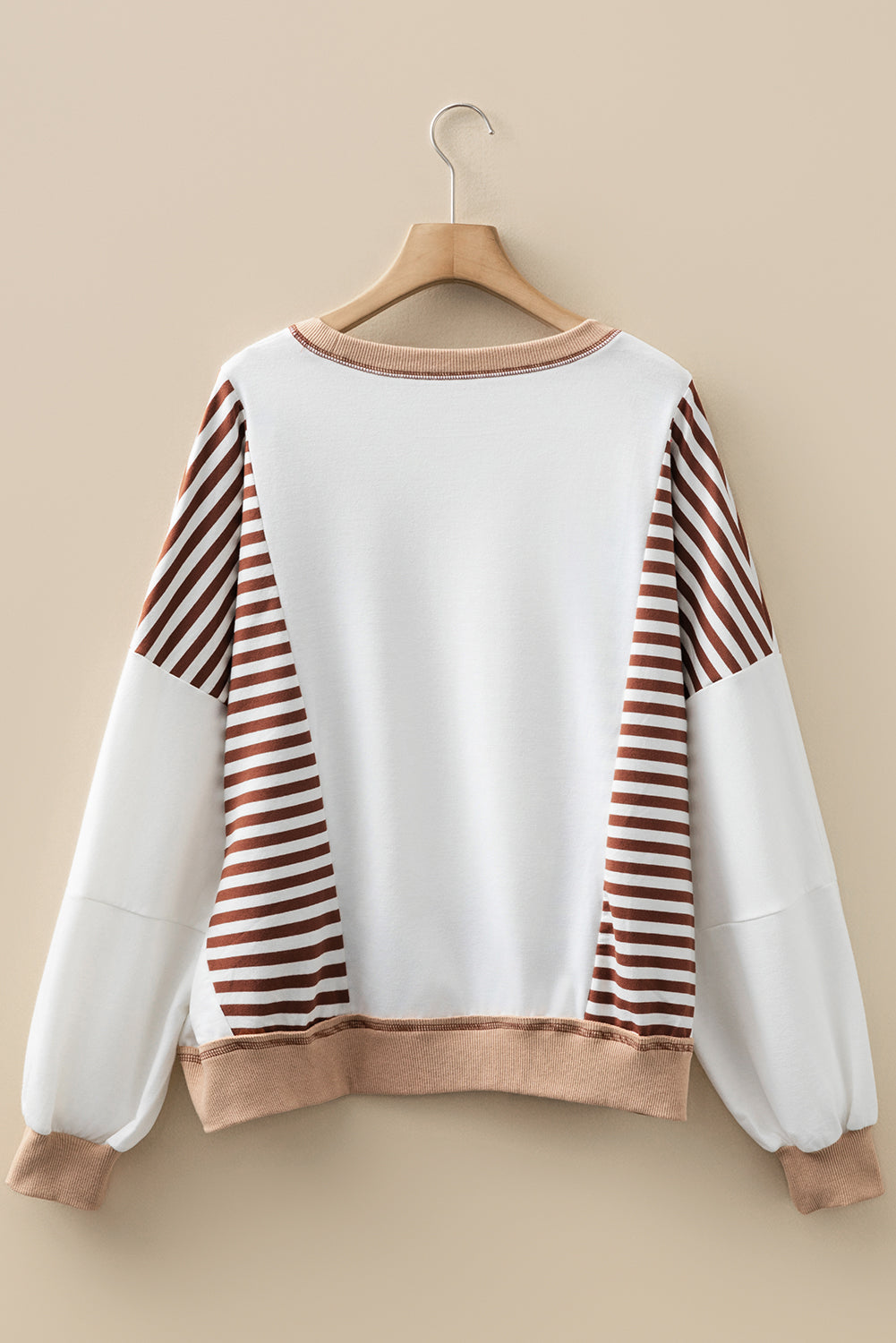 Stripe Colorblock Contrast Stitch Oversized Sweatshirt
