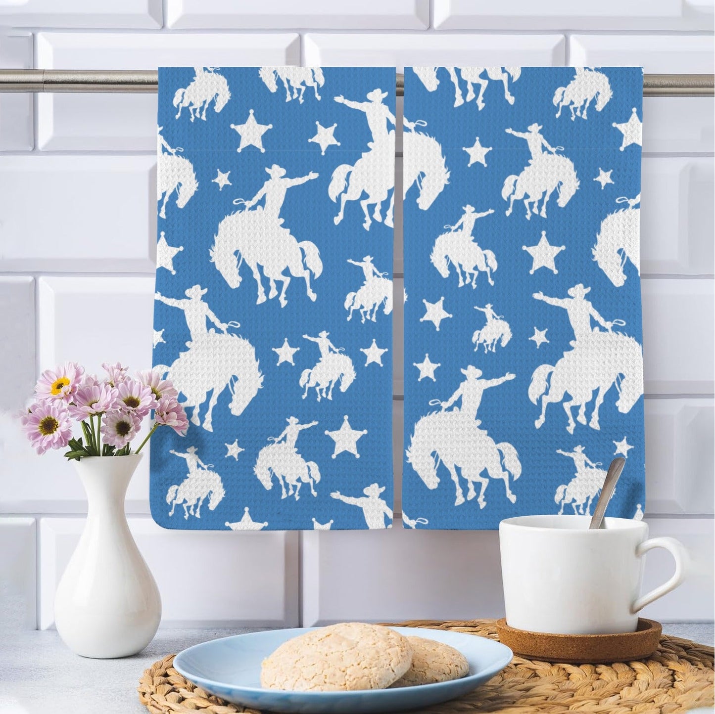 Blue Rodeo Cowboy Set of 2 Dish Towels Made in America