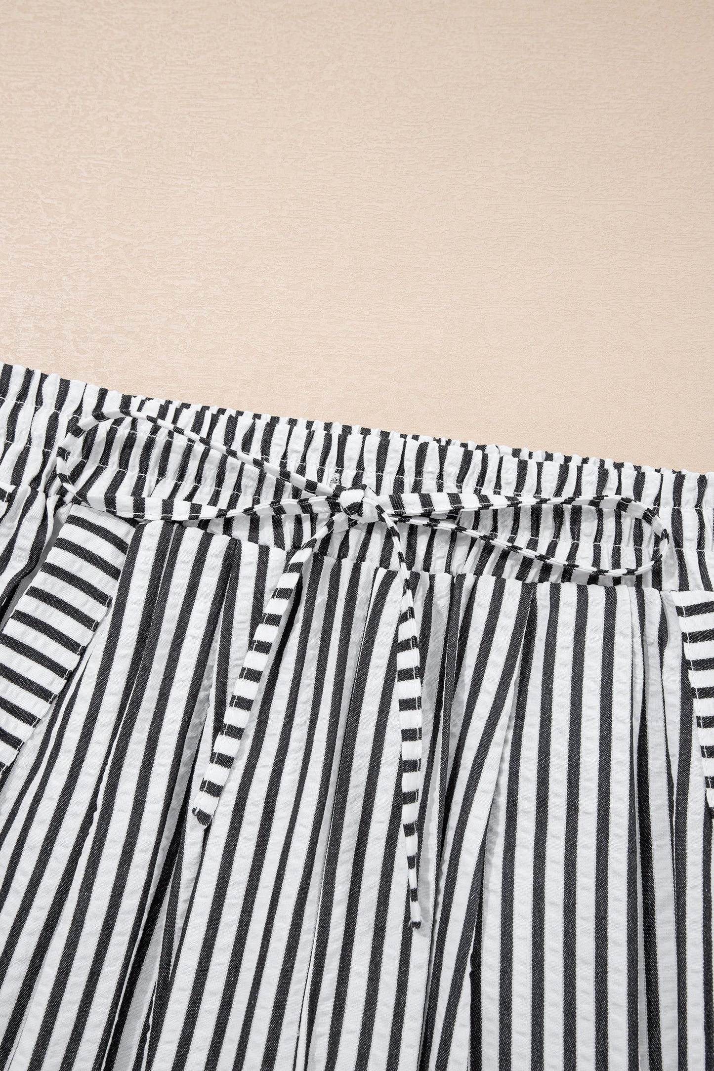 Plus Size Stripe Tie Waist Wide Leg Pants