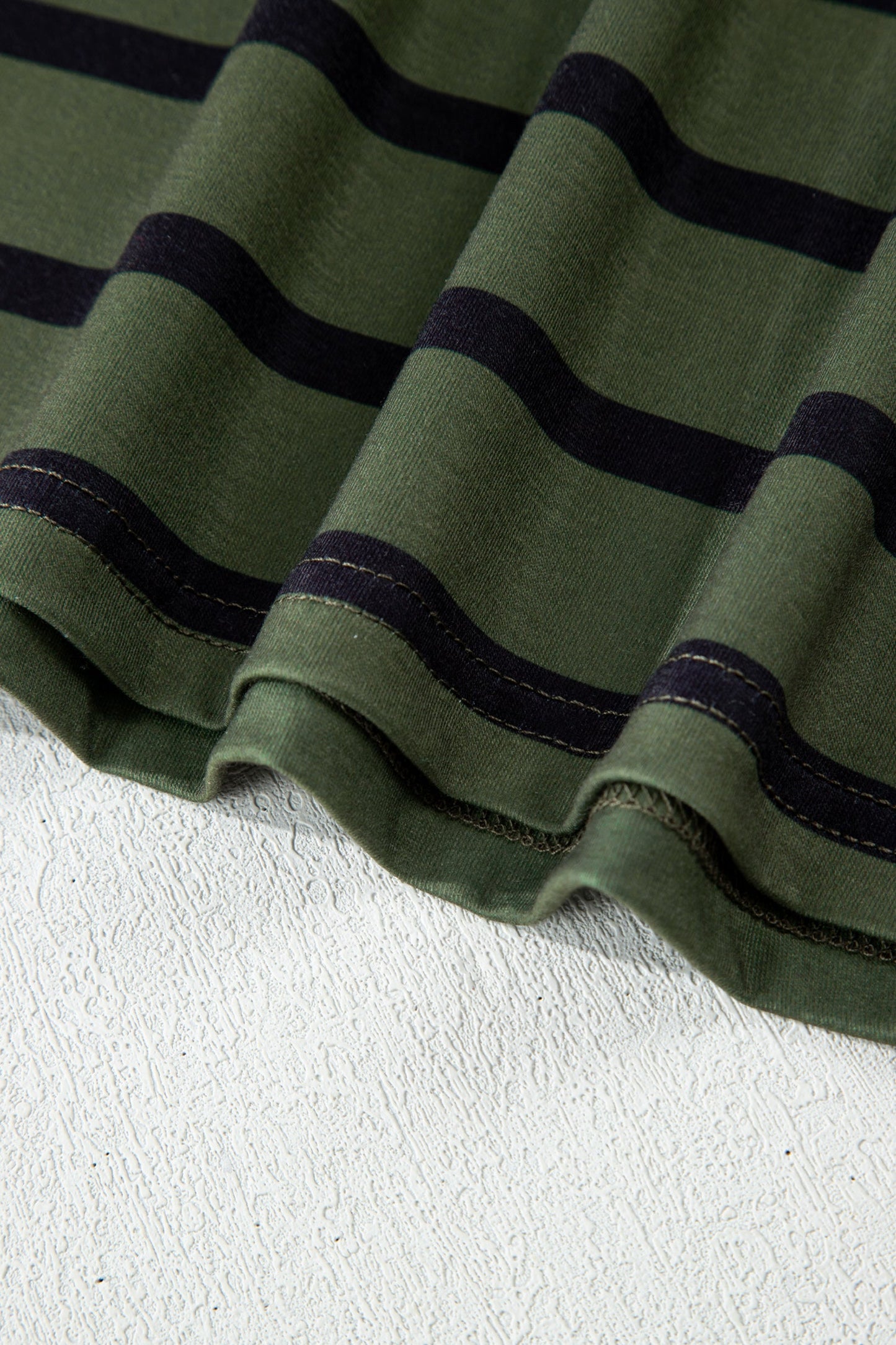 Stripe Half Buttoned Crewneck T-Shirt