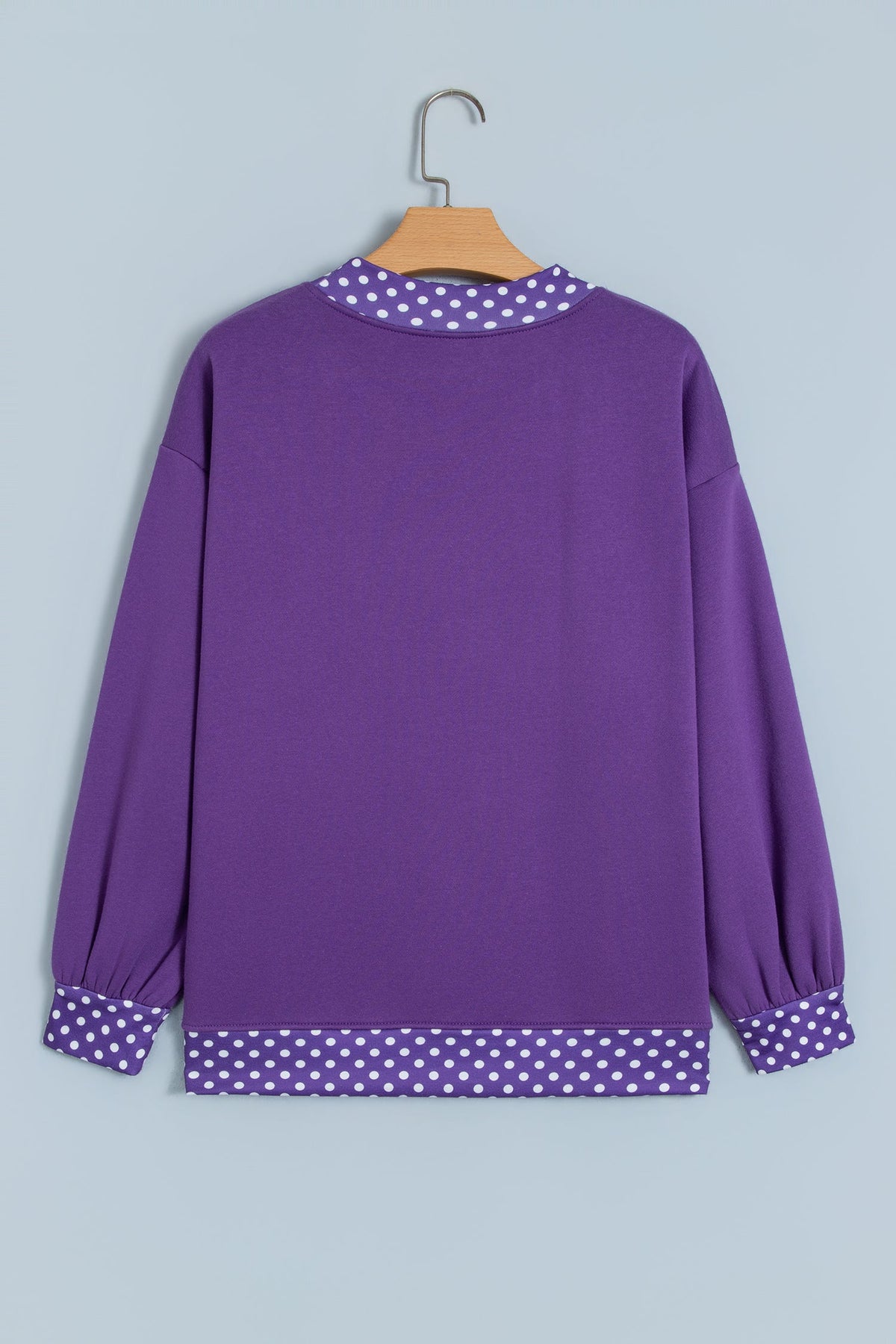 Polka Dot Contrast Trim Mock Neck Sweatshirt