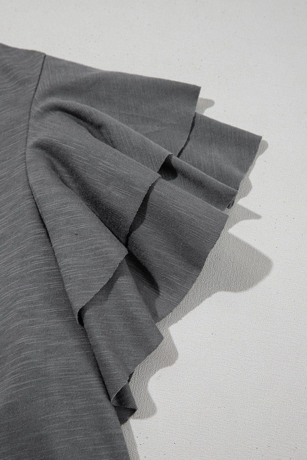 Solid Layered Ruffle Short Sleeve Round Neck Top