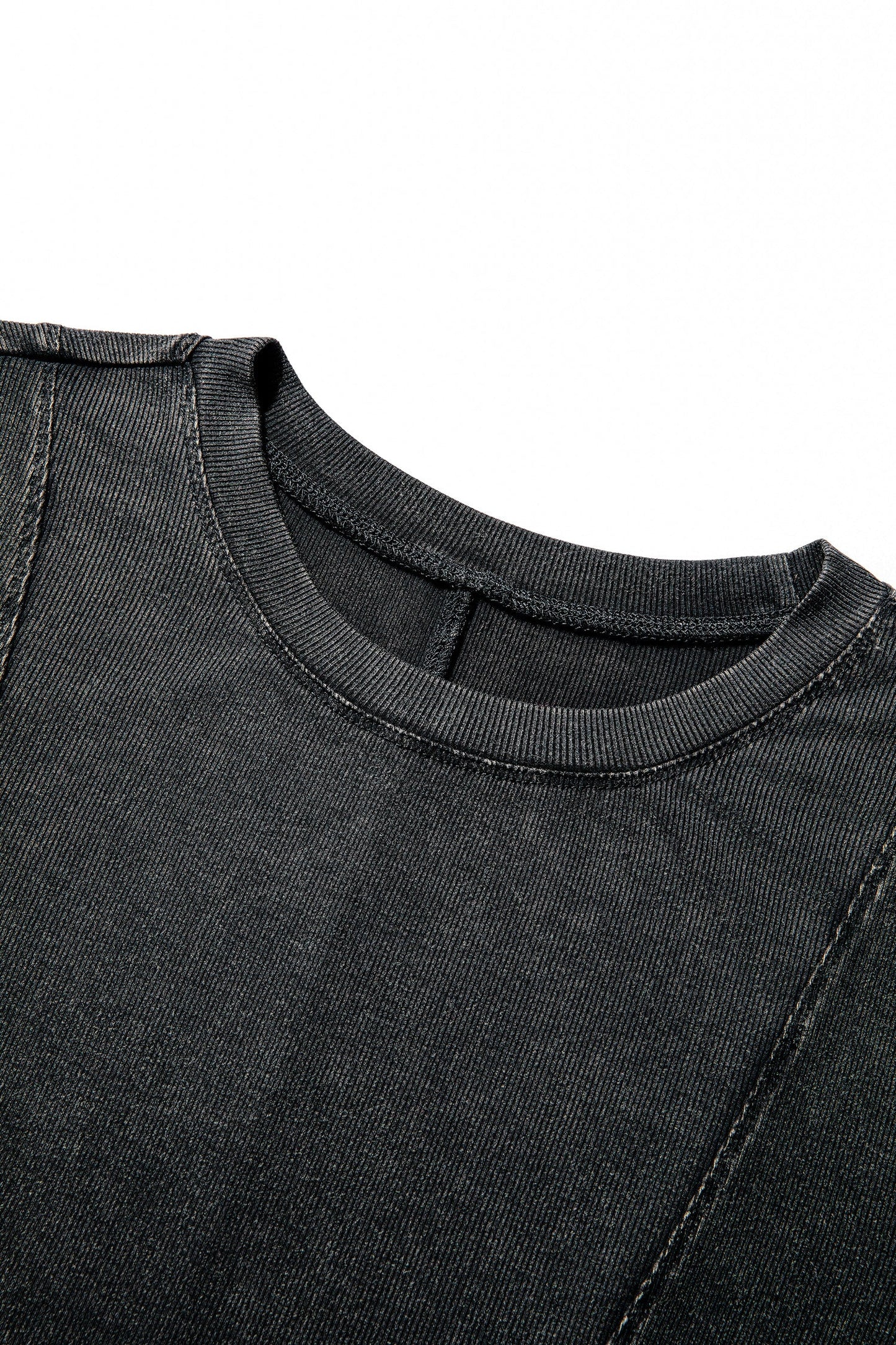 Solid Ribbed Knit Buttoned Long Sleeve Top