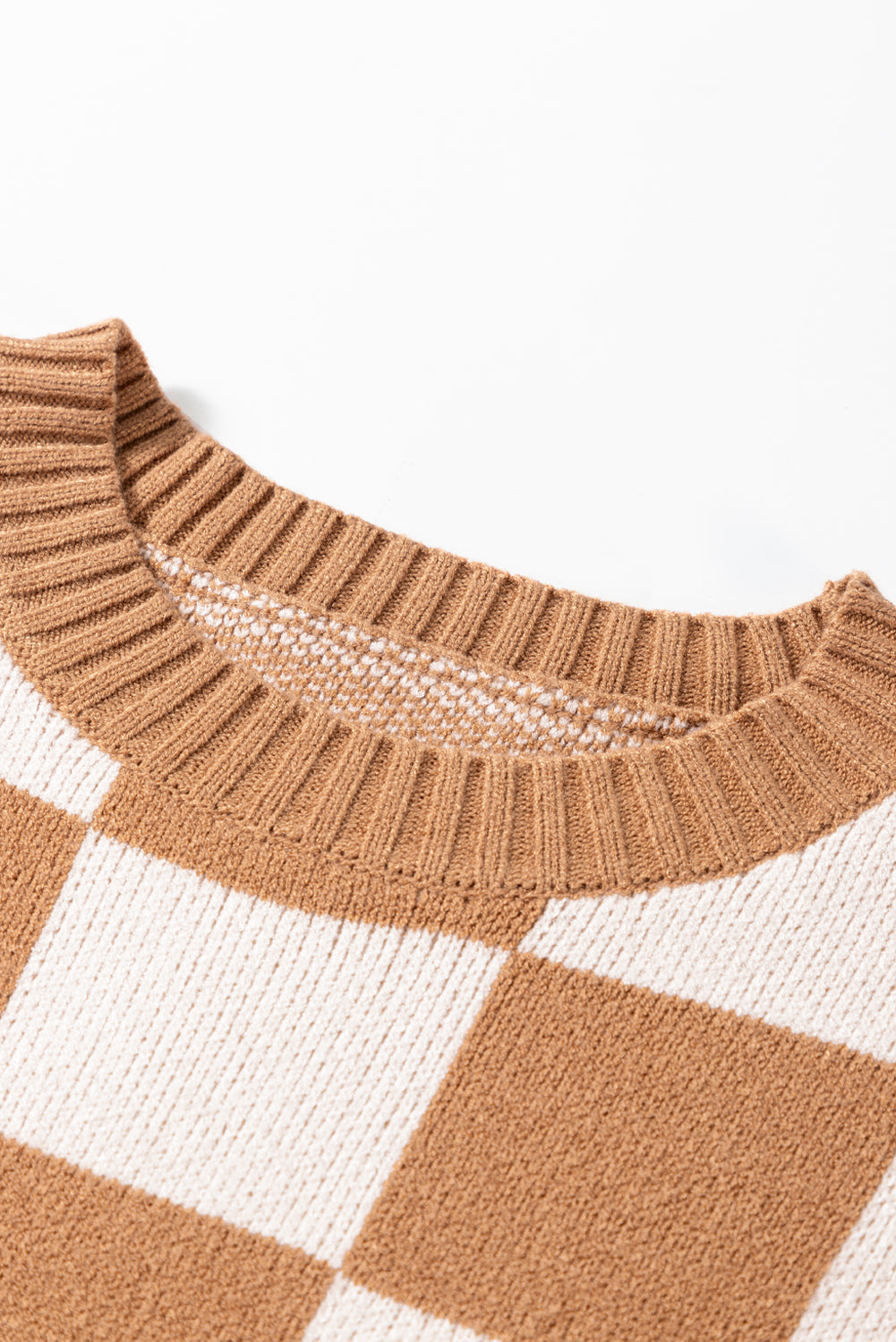 Plaid Colorblock Ribbed Trim Sweater Tank Top