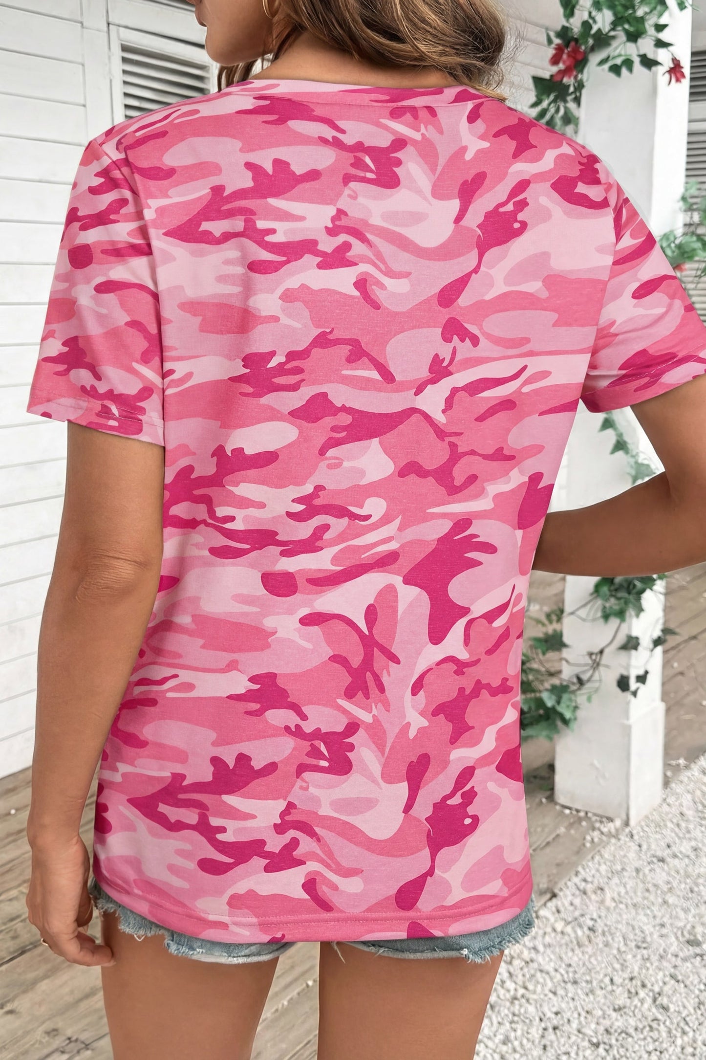 Camo Short Sleeve Crew Neck T-Shirt