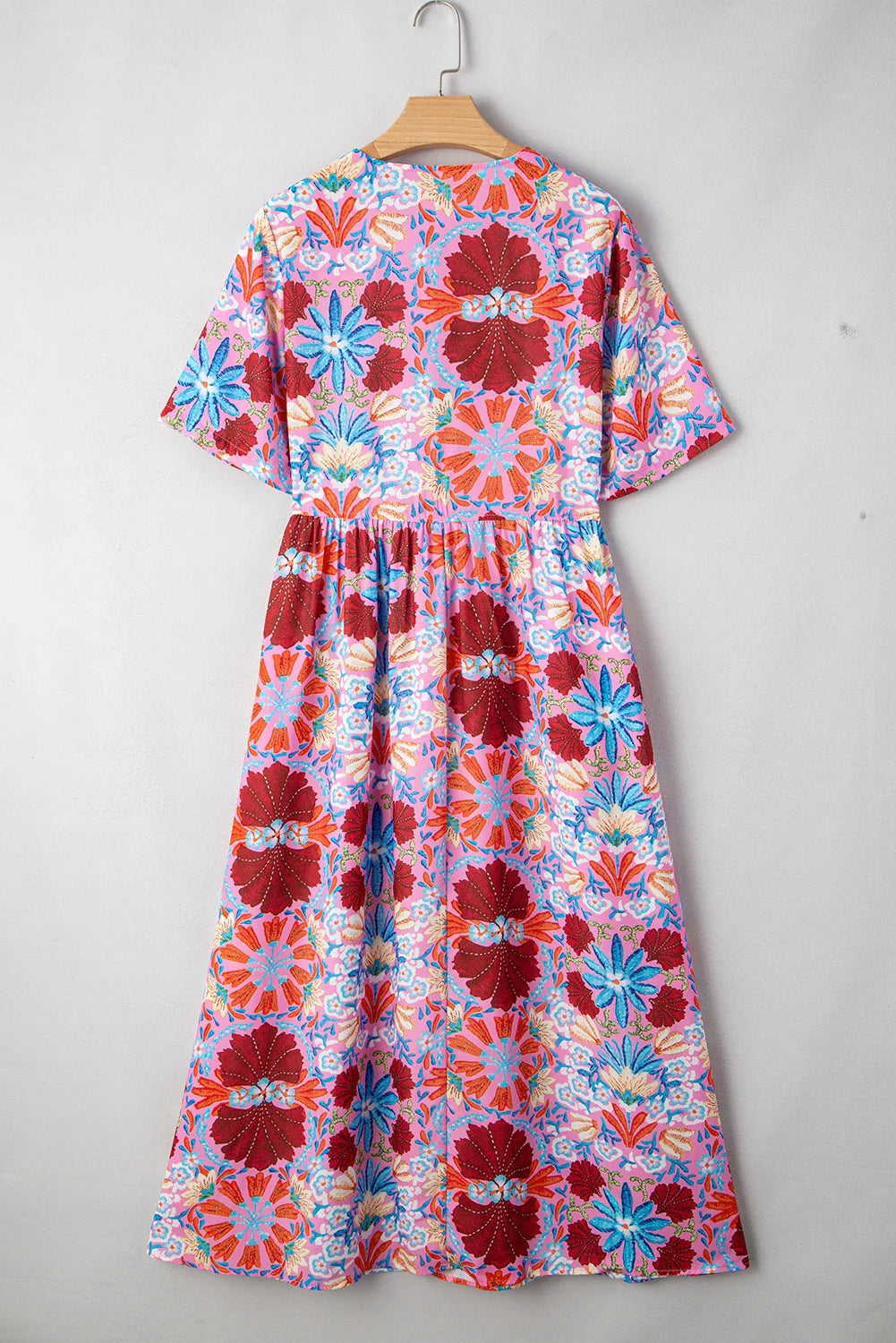 Floral Tied Front High Waist Short Sleeve Dress
