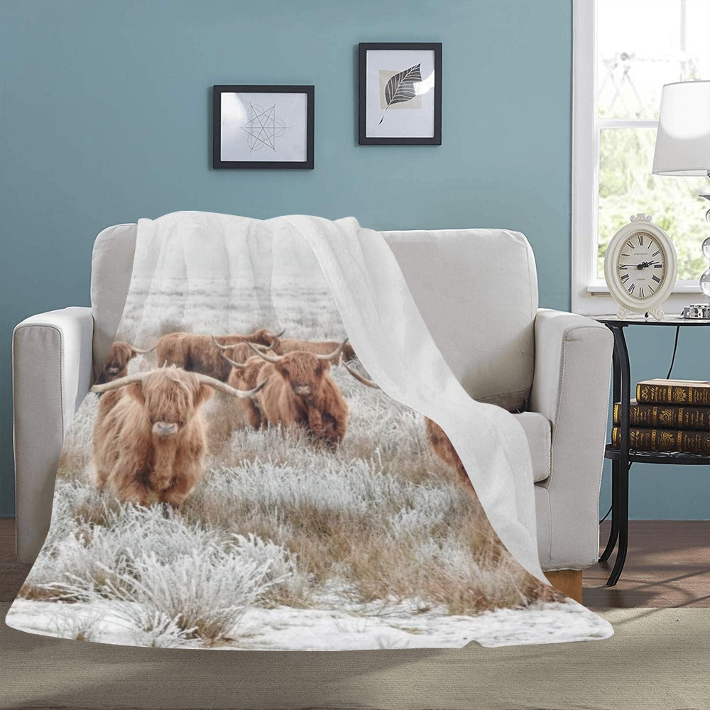 Highland Cow Throw Blanket Ultra-Soft Micro Fleece Blanket 60" x 80" Made in America