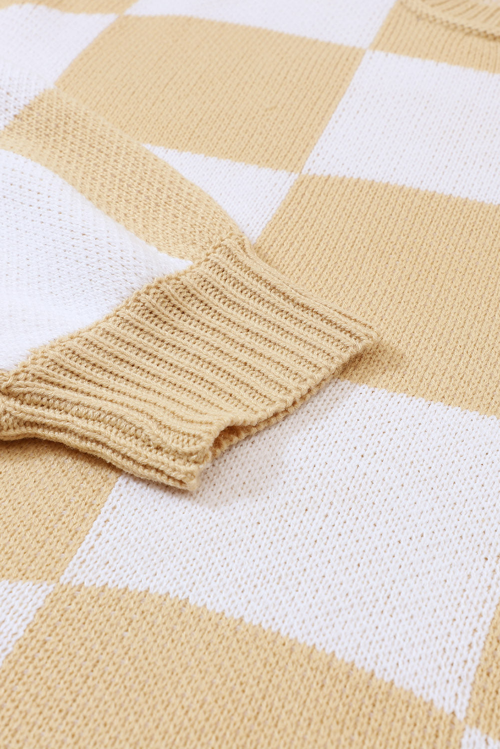 Checker Bishop Sleeve Sweater