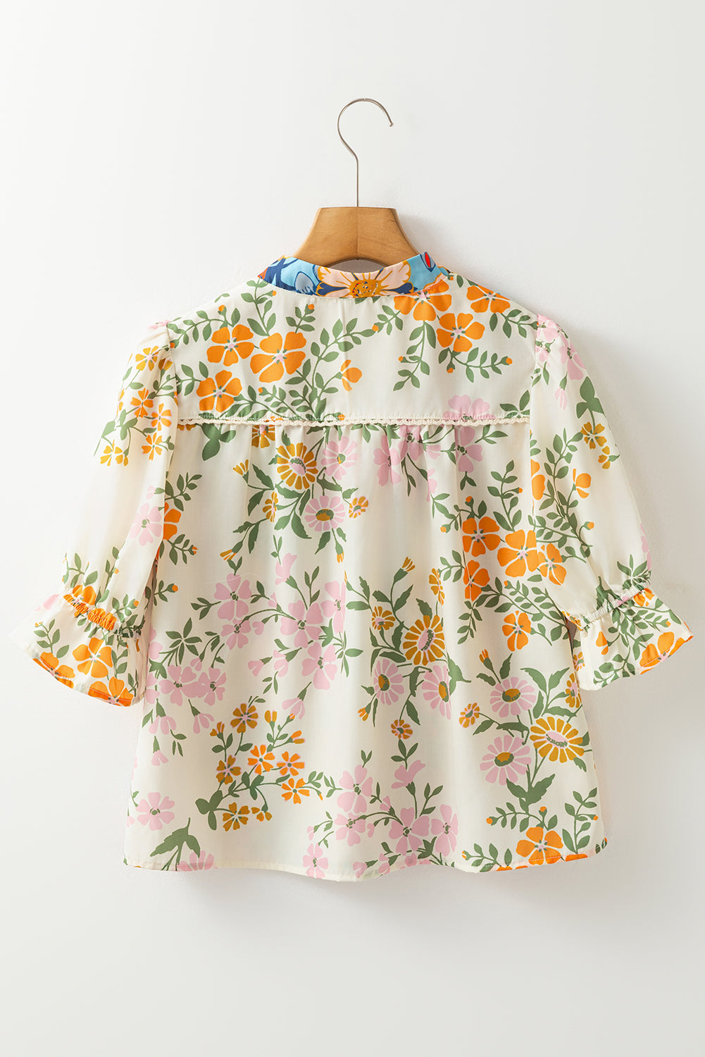Floral Boho Crochet V-Neck Half Sleeve Blouse
