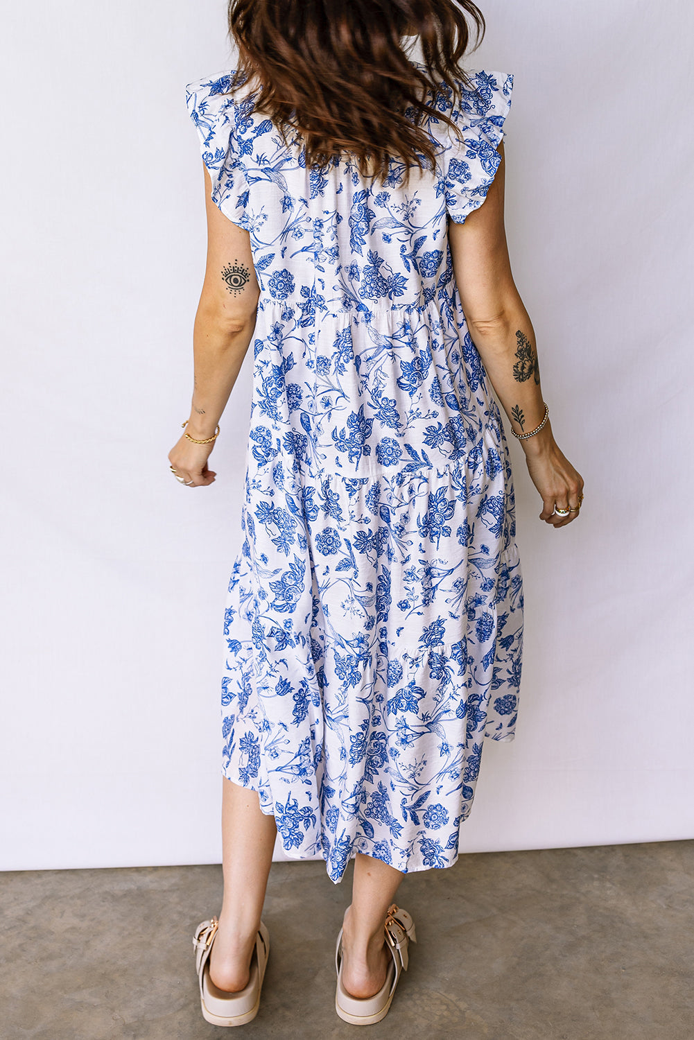 Floral Ruffle Tiered Midi Dress