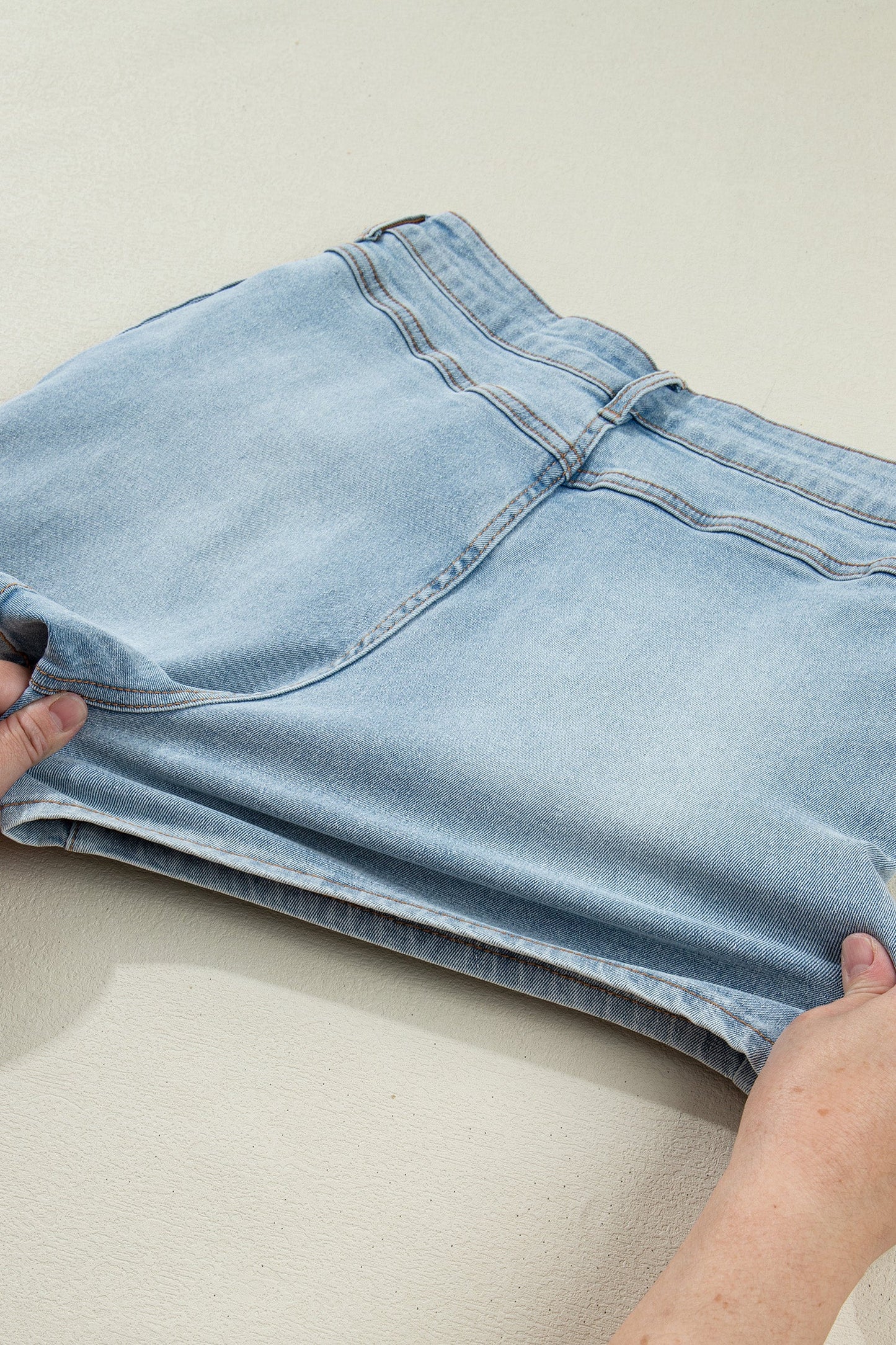 Bow Detail Denim High Waist Pocket Shorts
