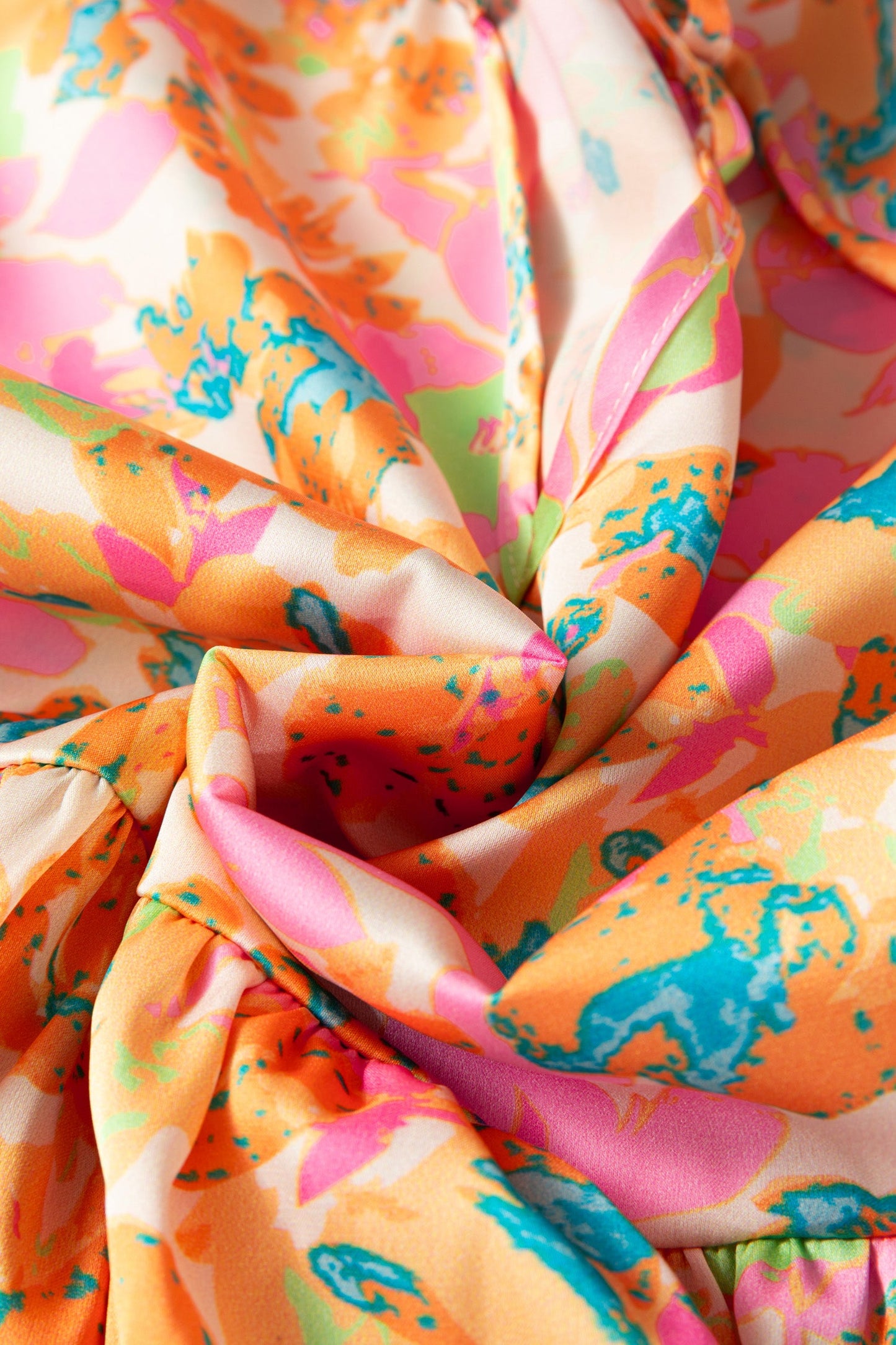 Flower Split V-Neck Short Sleeve Blouse