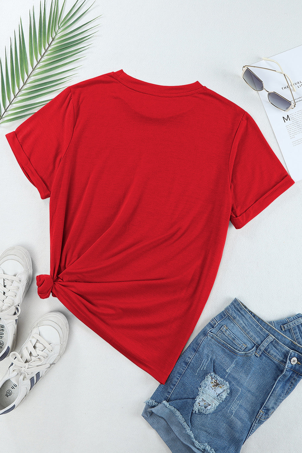 Solid Short Sleeve Crew Neck Tee