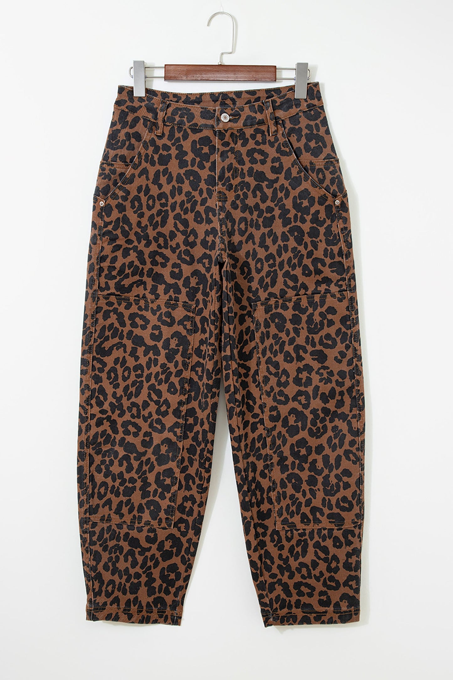 Leopard Clear Seam Detail Patchwork Jeans