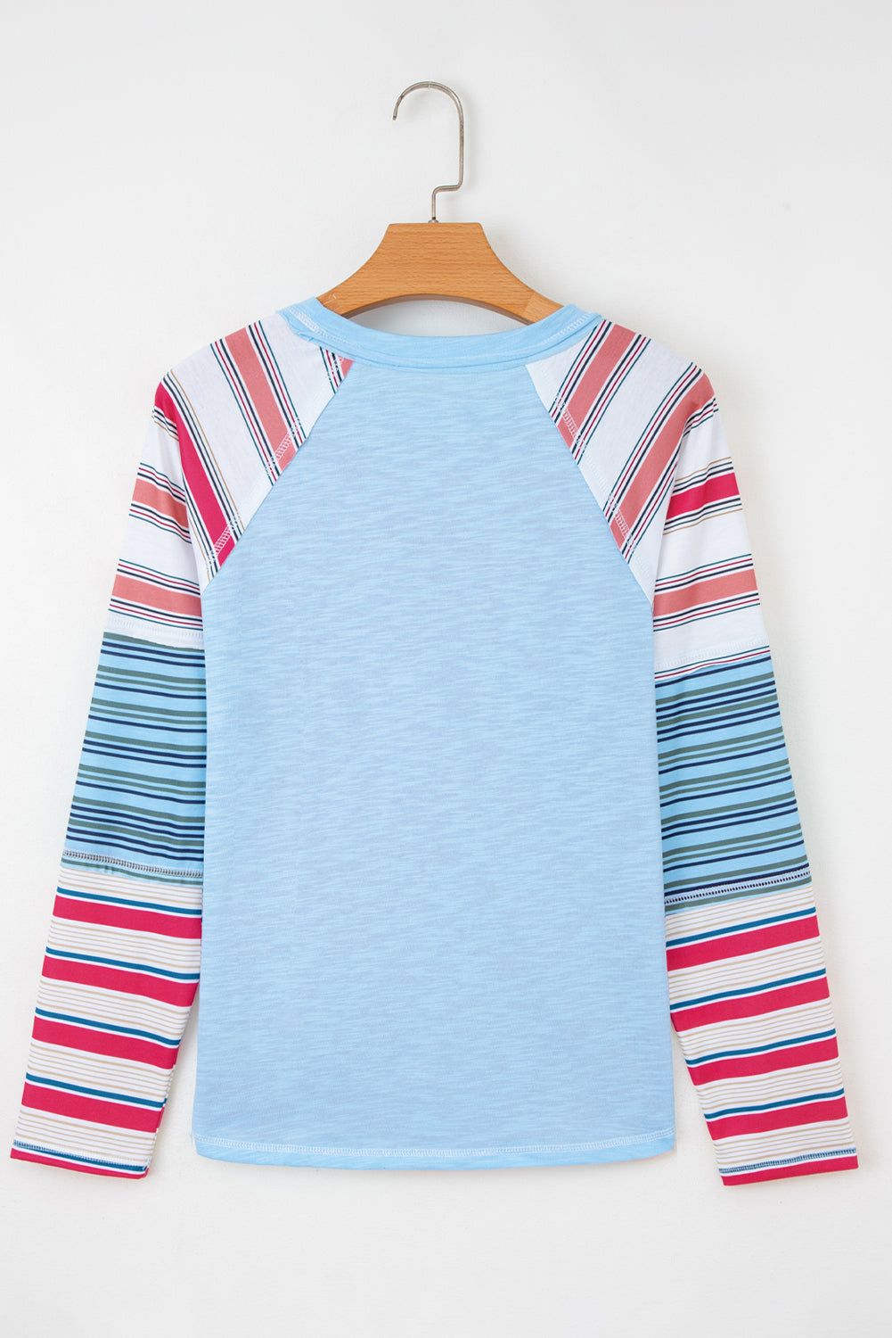 Stripe Patchwork Reverse Seam Long Sleeve Top