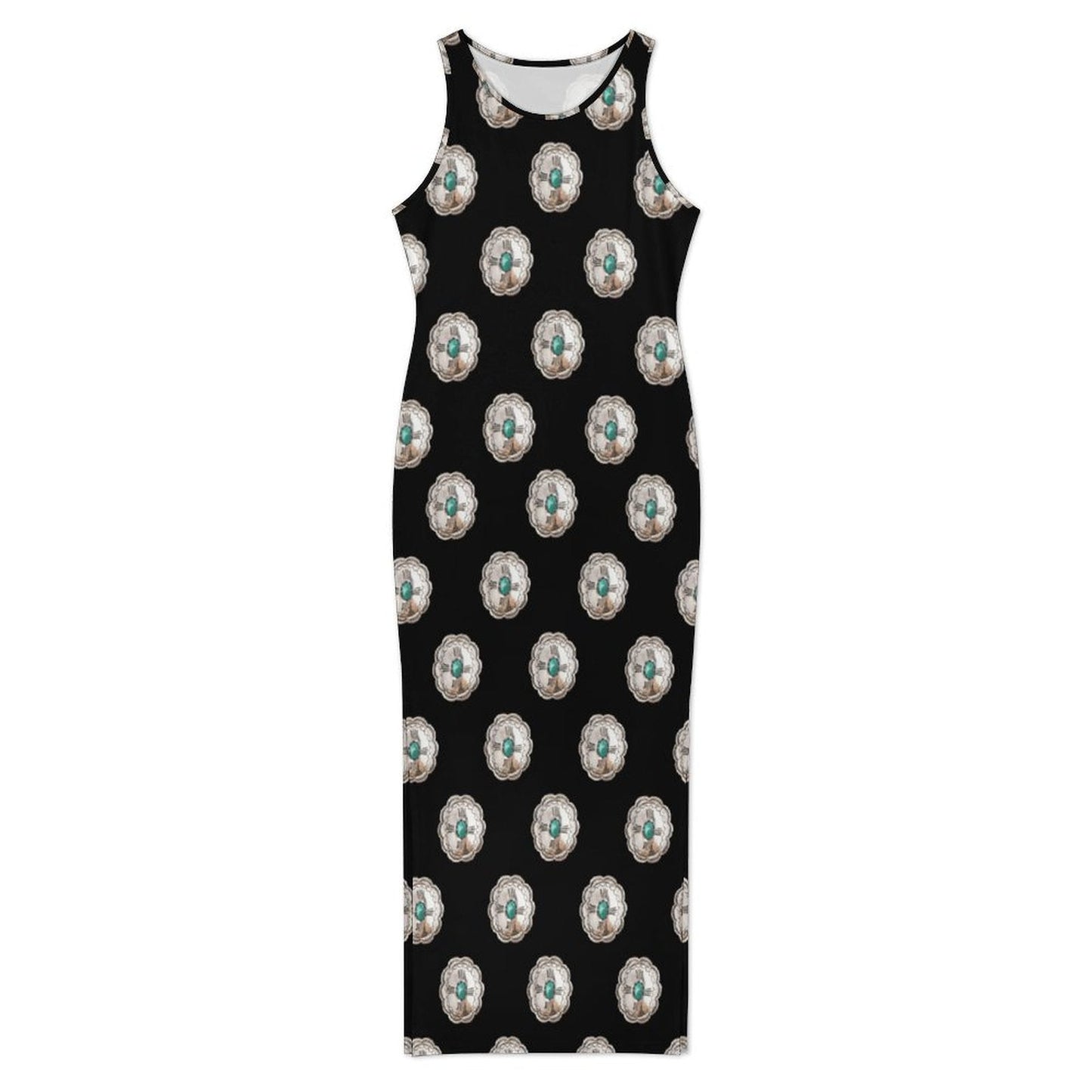 Silver Concho Slit Maxi Dress