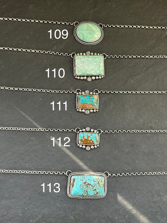 111 - Sterling Silver Easter Blue Turquoise Bar Necklace by Jason Ogg