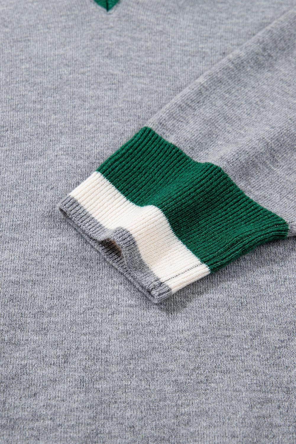 Varsity Stripe Contrast Trim V-Neck Sweater