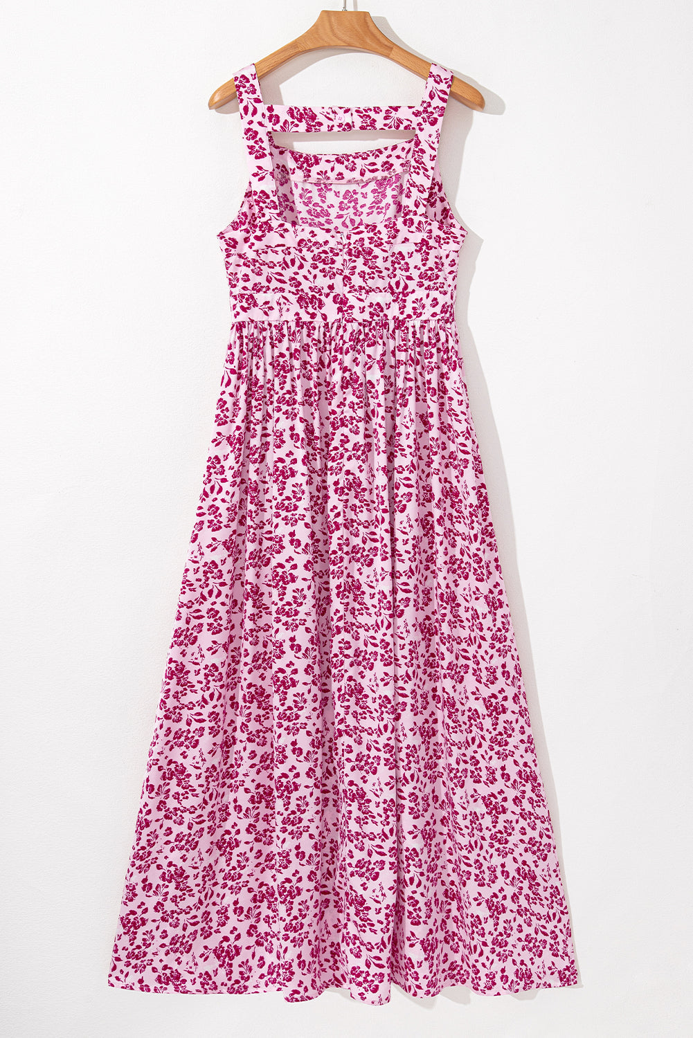 Floral Cutout Back Empire Waist Maxi Dress