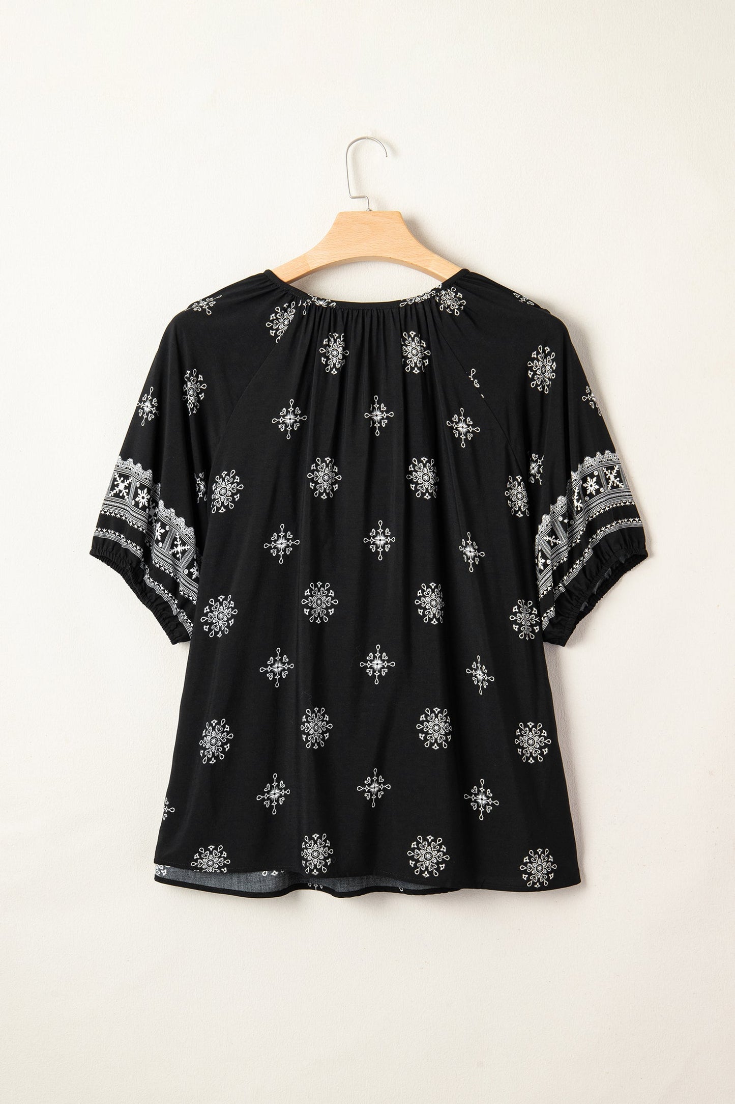 Plus Size Boho Floral Boho Notch V-Neck Top