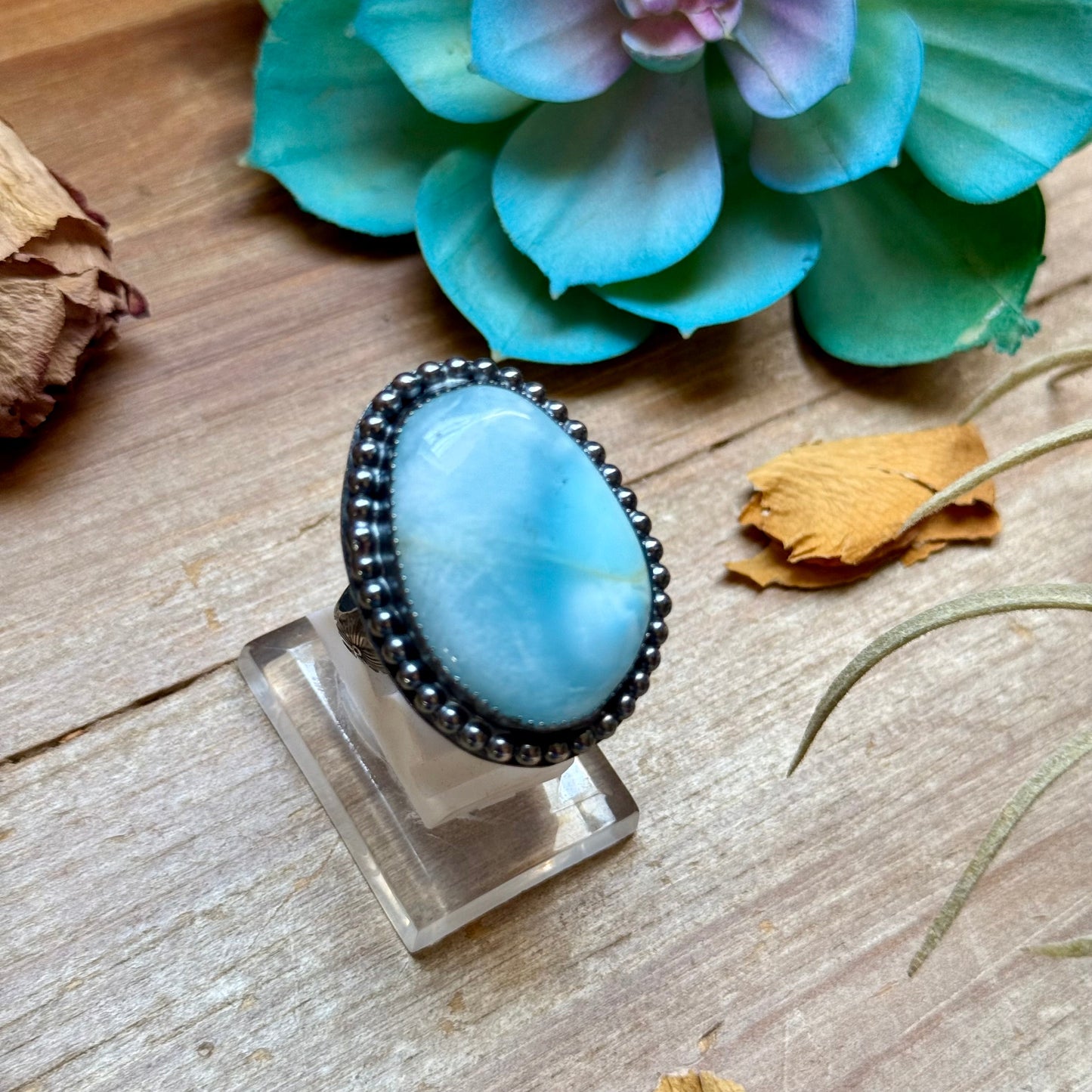 MJ Ring Oval Blue Larimar Sterling Silver
