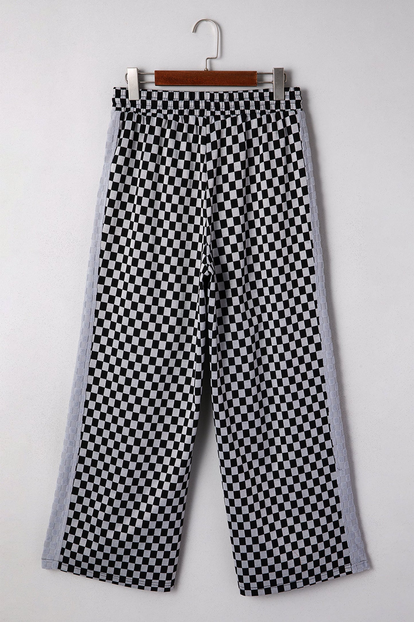 Checker Drawstring Waist Casual Pants