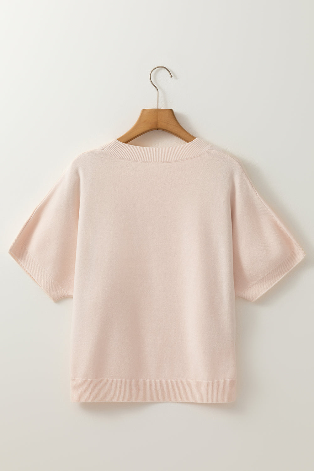 Bow Pearl Embellished Dolman Short Sleeve Sweater