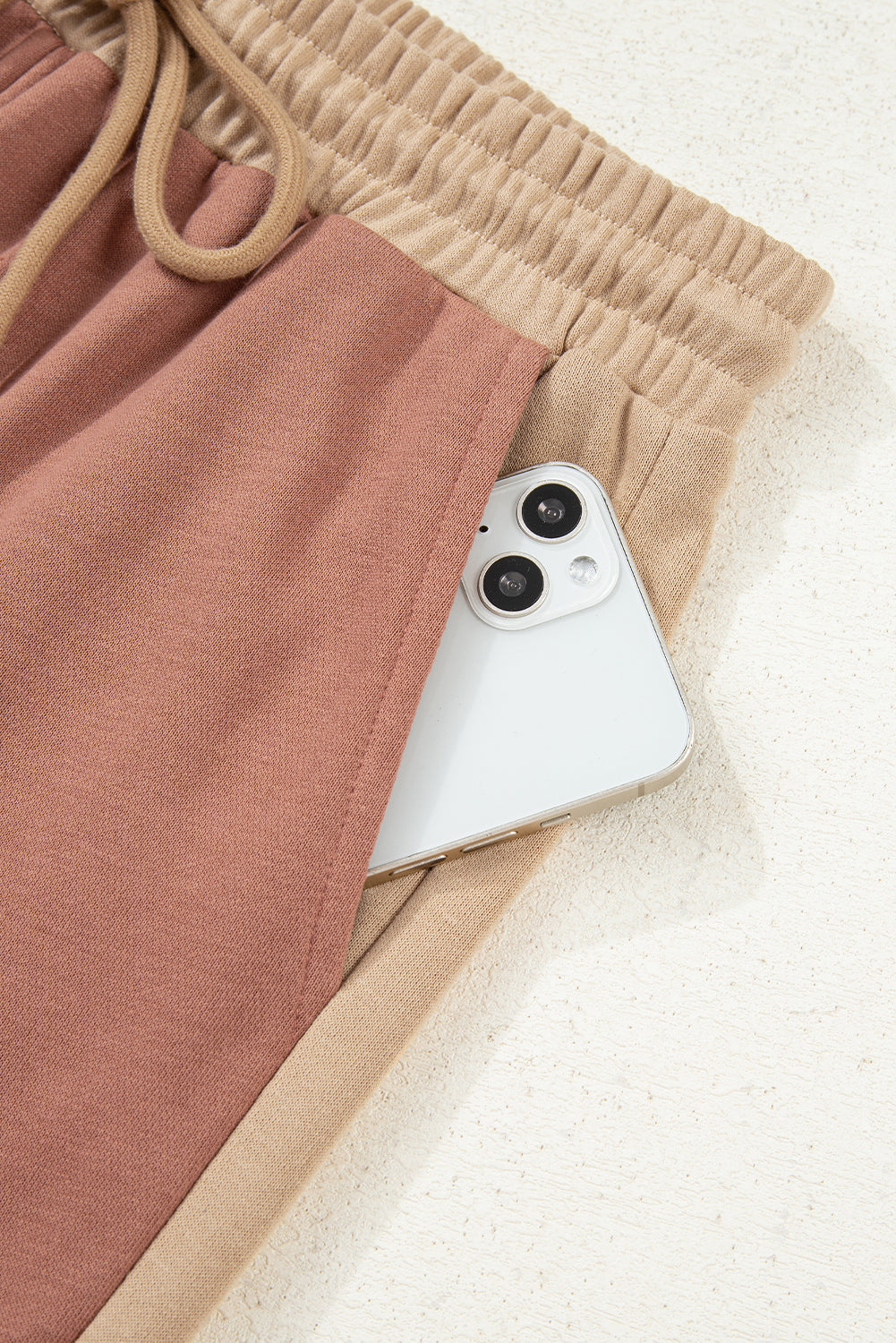 Colorblock Long Sleeve Top and  Drawstring Pant Set