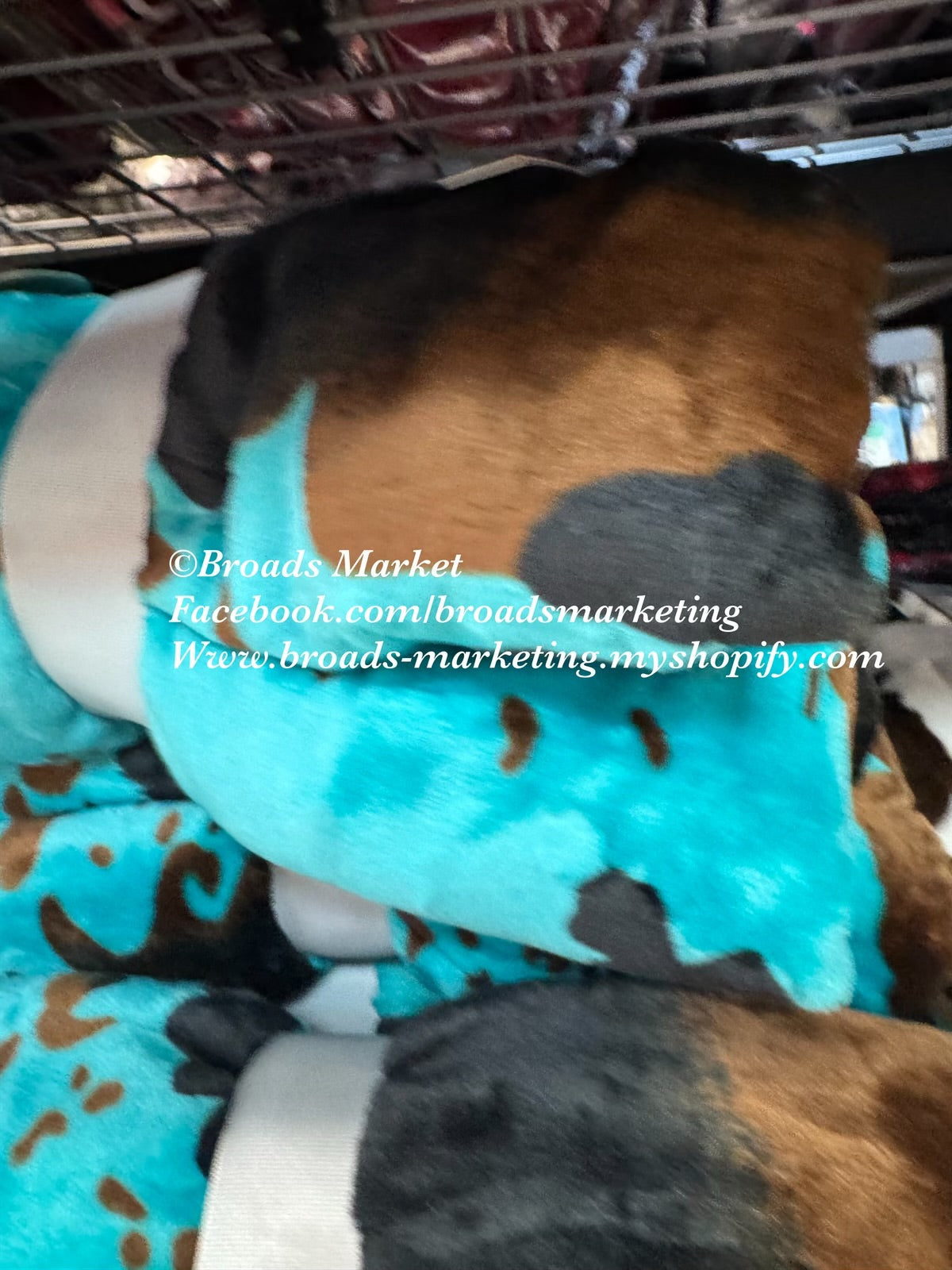 Twin Turquoise Cow Plush Blanket