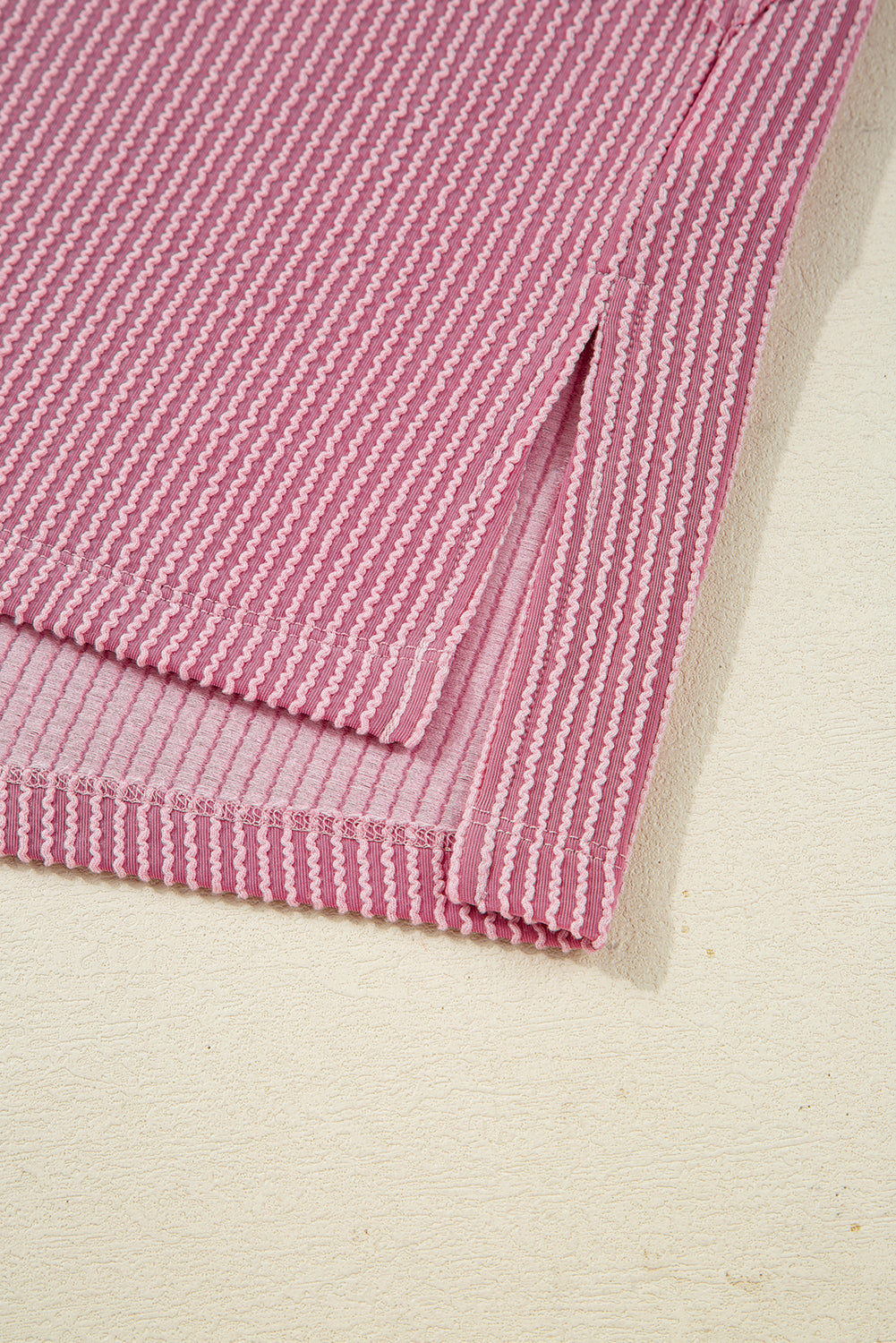 Corded Knit Reverse Seam Patchwork Long Sleeve Top