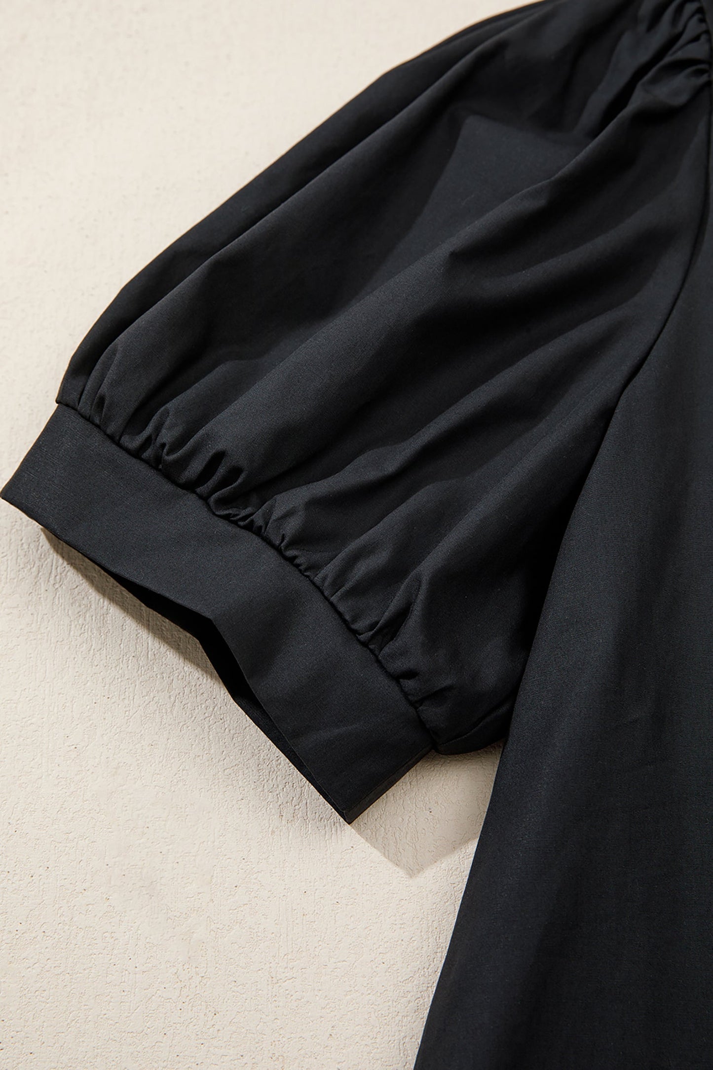 Embroidered V-Neck Short Puff Sleeve Blouse