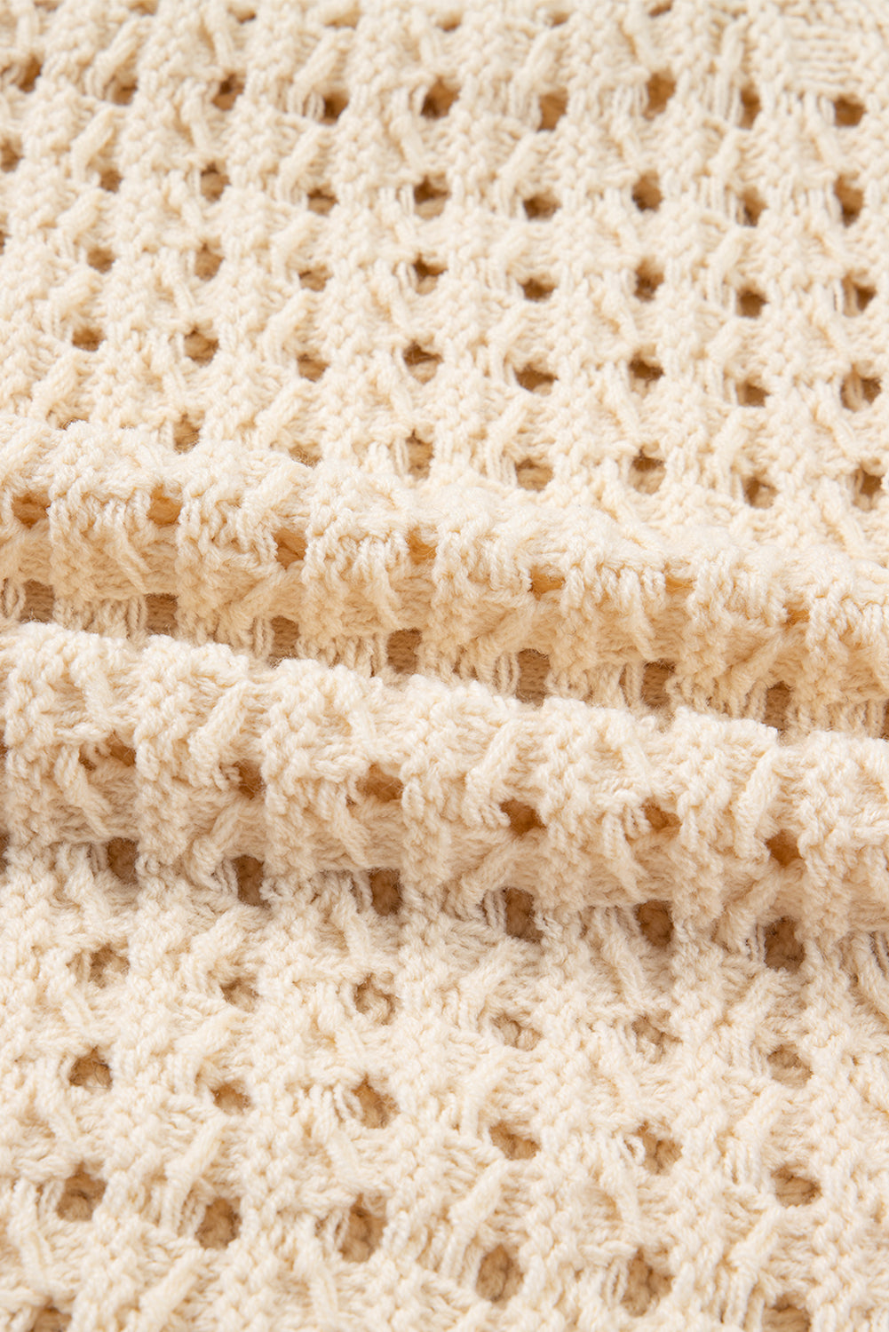 Zip Up Hollowed Pattern Knit Sweater